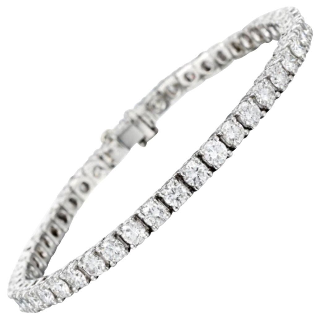 Natural Diamonds 8 Carat 18 Carat White Gold Tennis Bracelet F/G VS For Sale