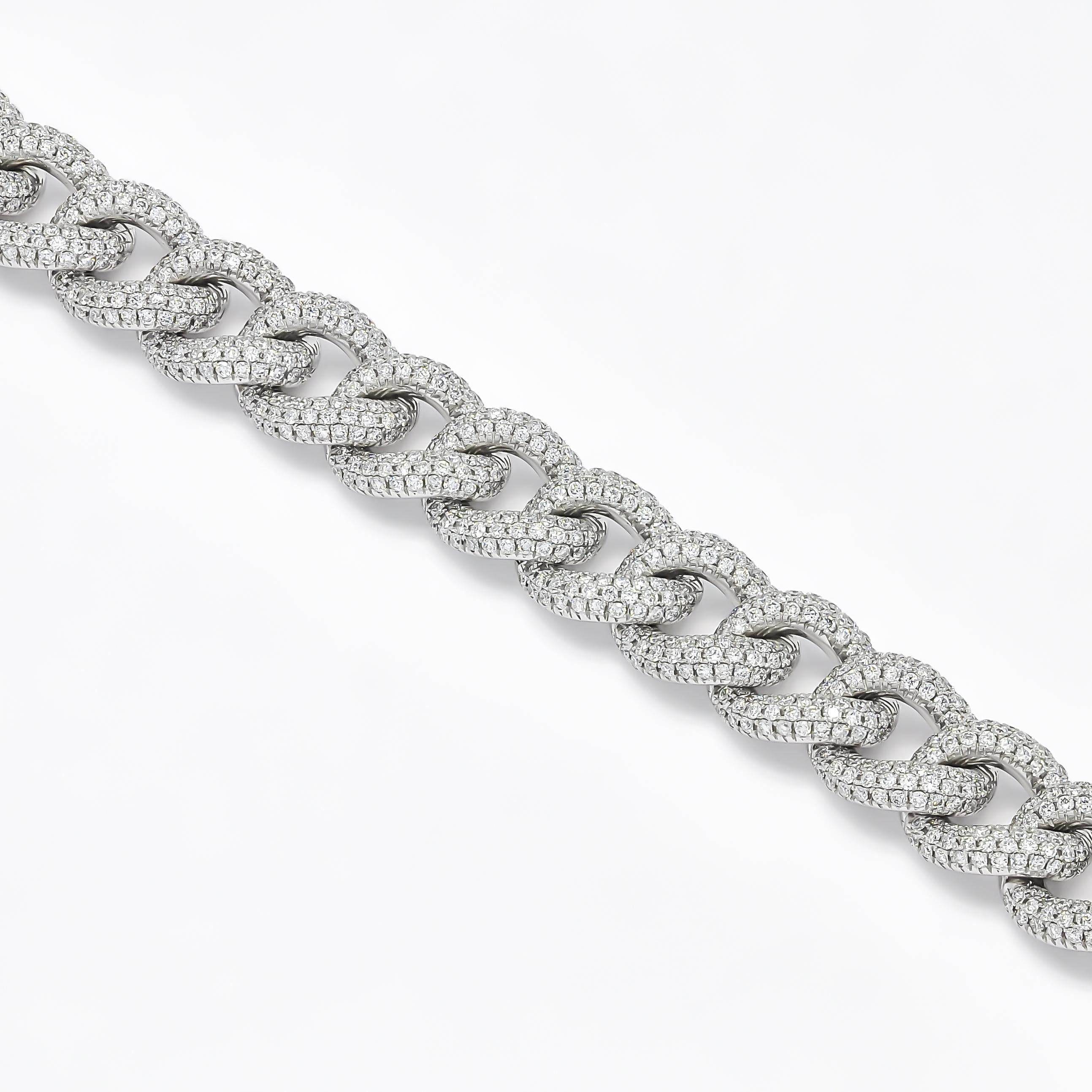 Natural Diamonds 8.50 carats 18KT White Gold Cuban Man Woman Tennis Bracelet For Sale 3