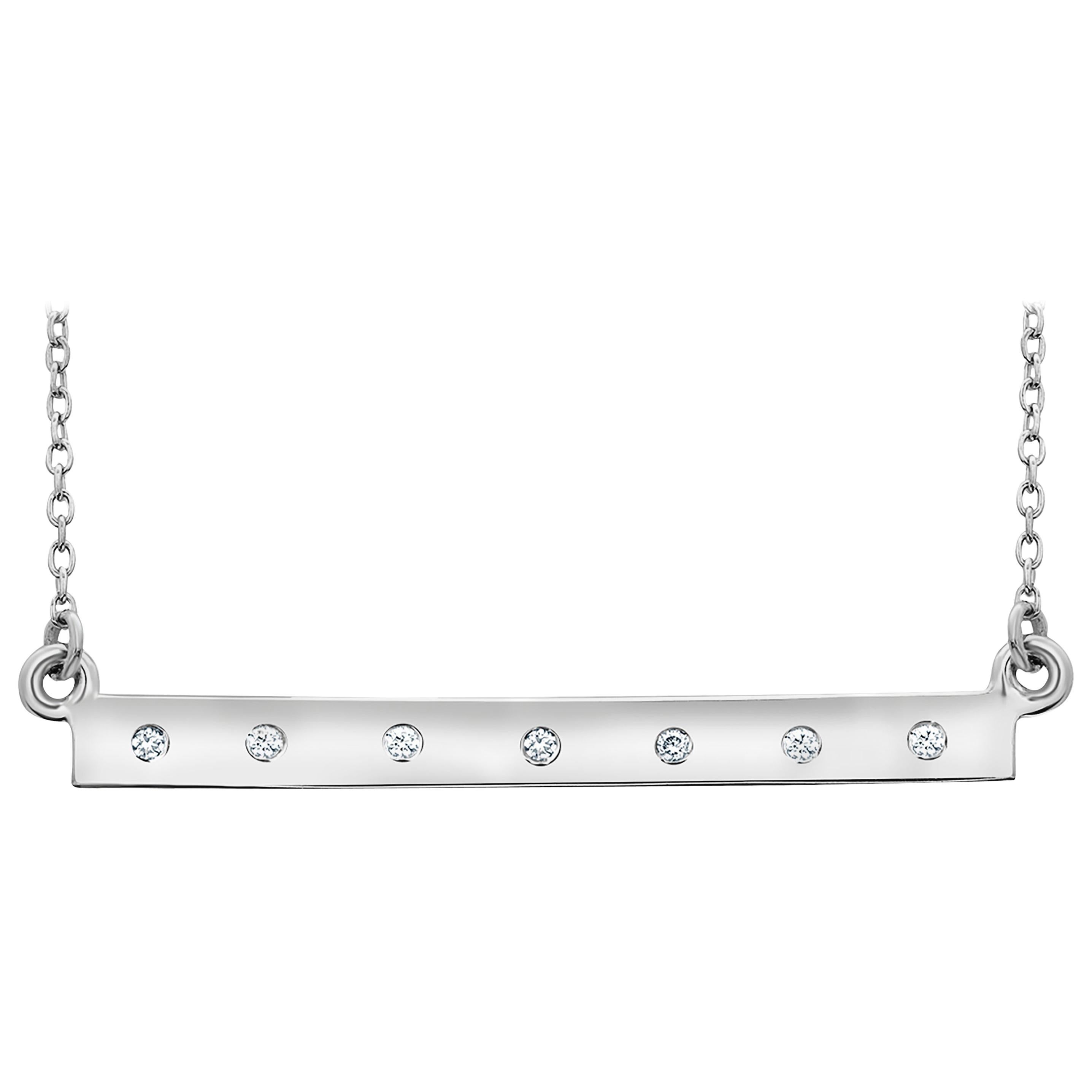 Natural Diamonds Bar Contemporary Silver Pendant Necklace