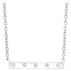 Natural Diamonds Bar Pendant Necklace Sterling Silver