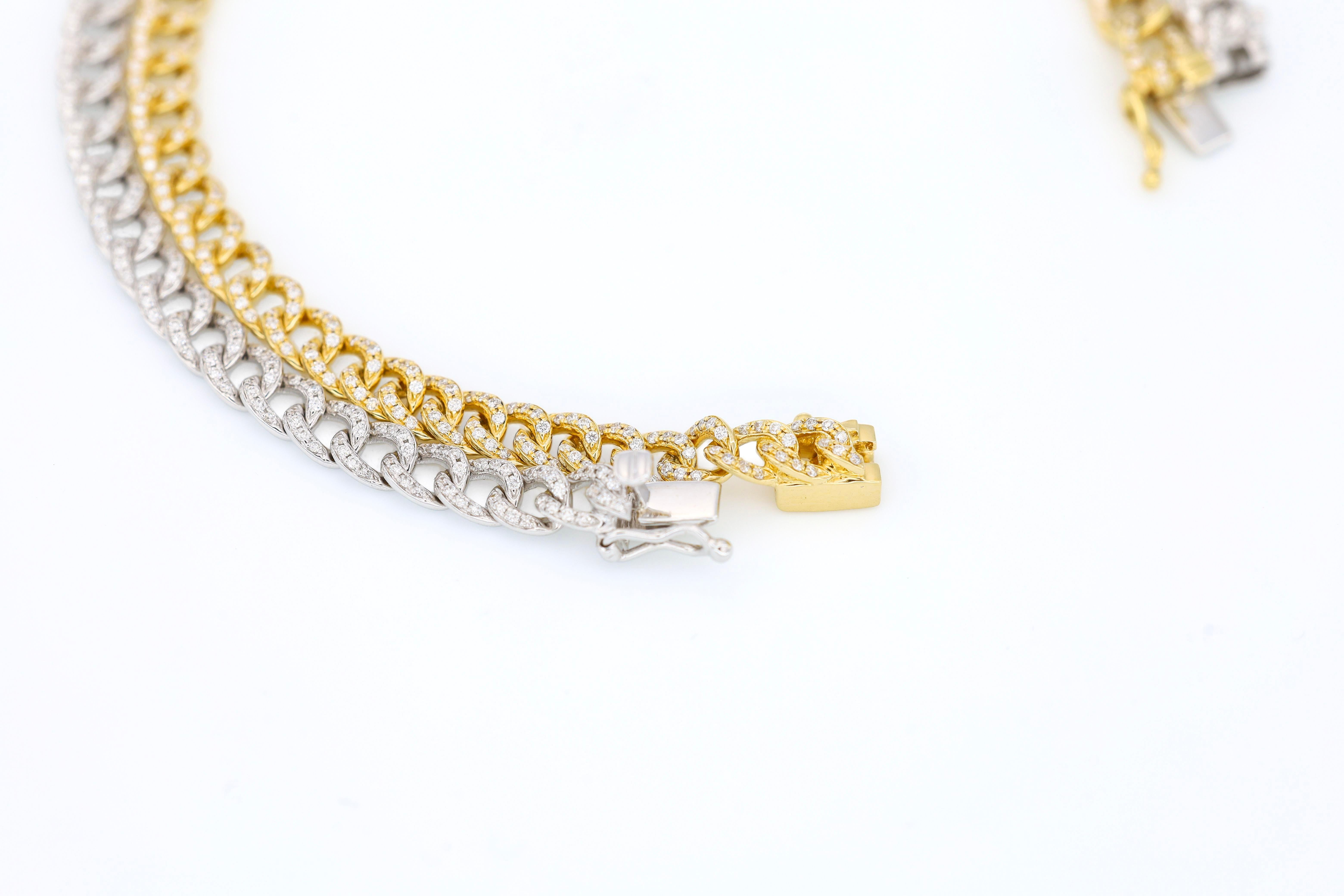 Natural Diamonds Bracelet 1.50 cts 18 Karat White Gold Cuban Tennis Bracelet For Sale 4