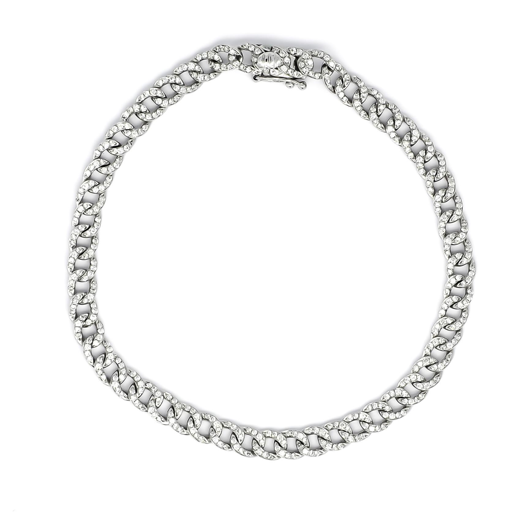 Women's or Men's Natural Diamonds Bracelet 1.50 cts 18 Karat White Gold Cuban Tennis Bracelet For Sale
