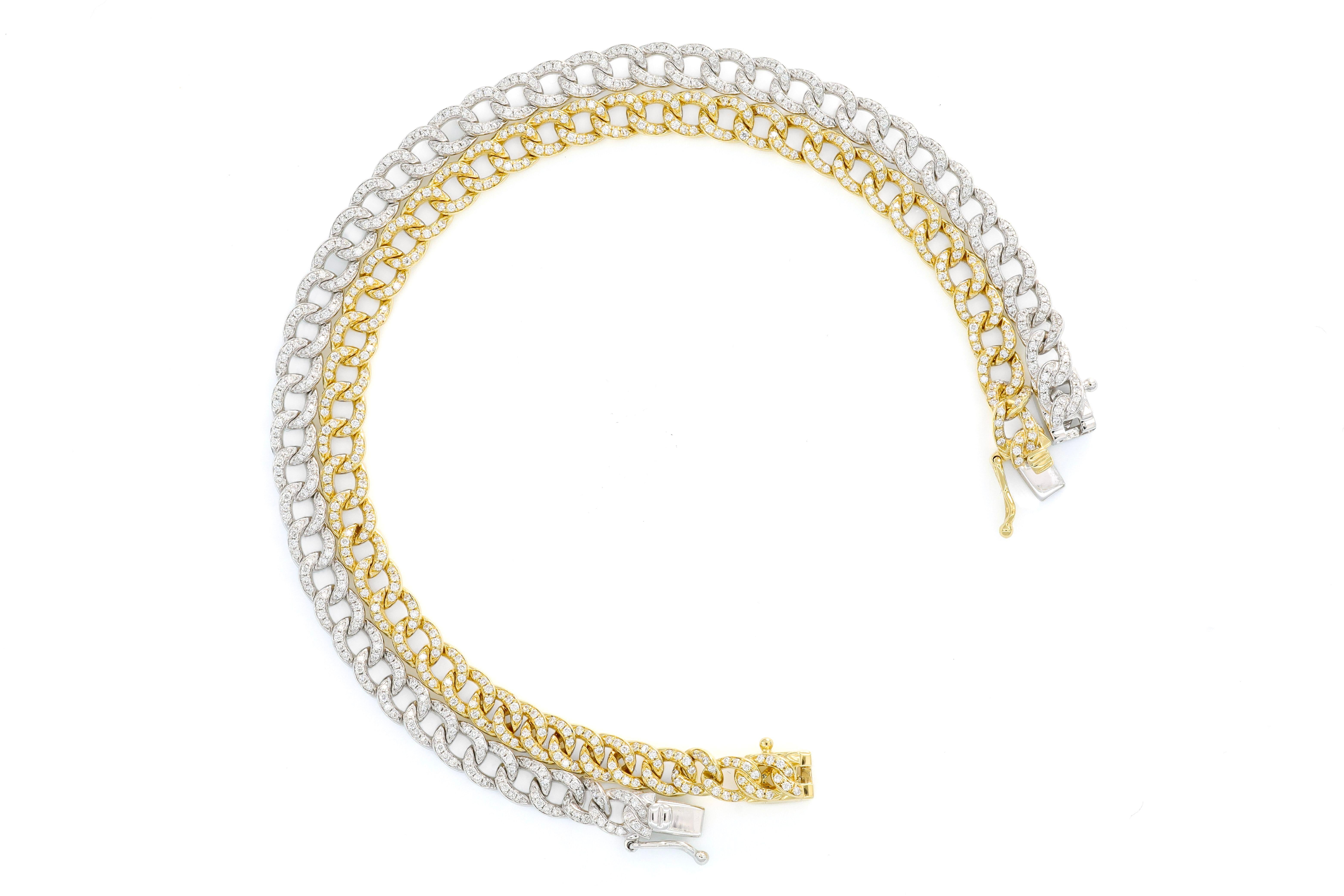 Natural Diamonds Bracelet 1.50 cts 18 Karat White Gold Cuban Tennis Bracelet For Sale 3