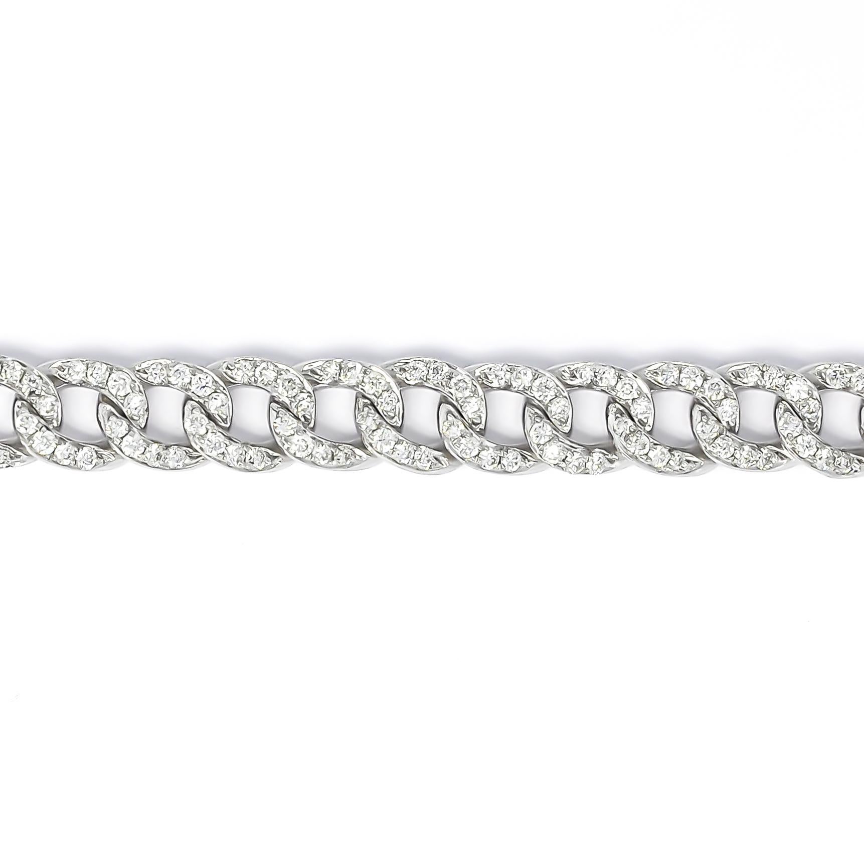 Natural Diamonds Bracelet 1.50 cts 18 Karat Yellow Gold Cuban Tennis Bracelet For Sale 4