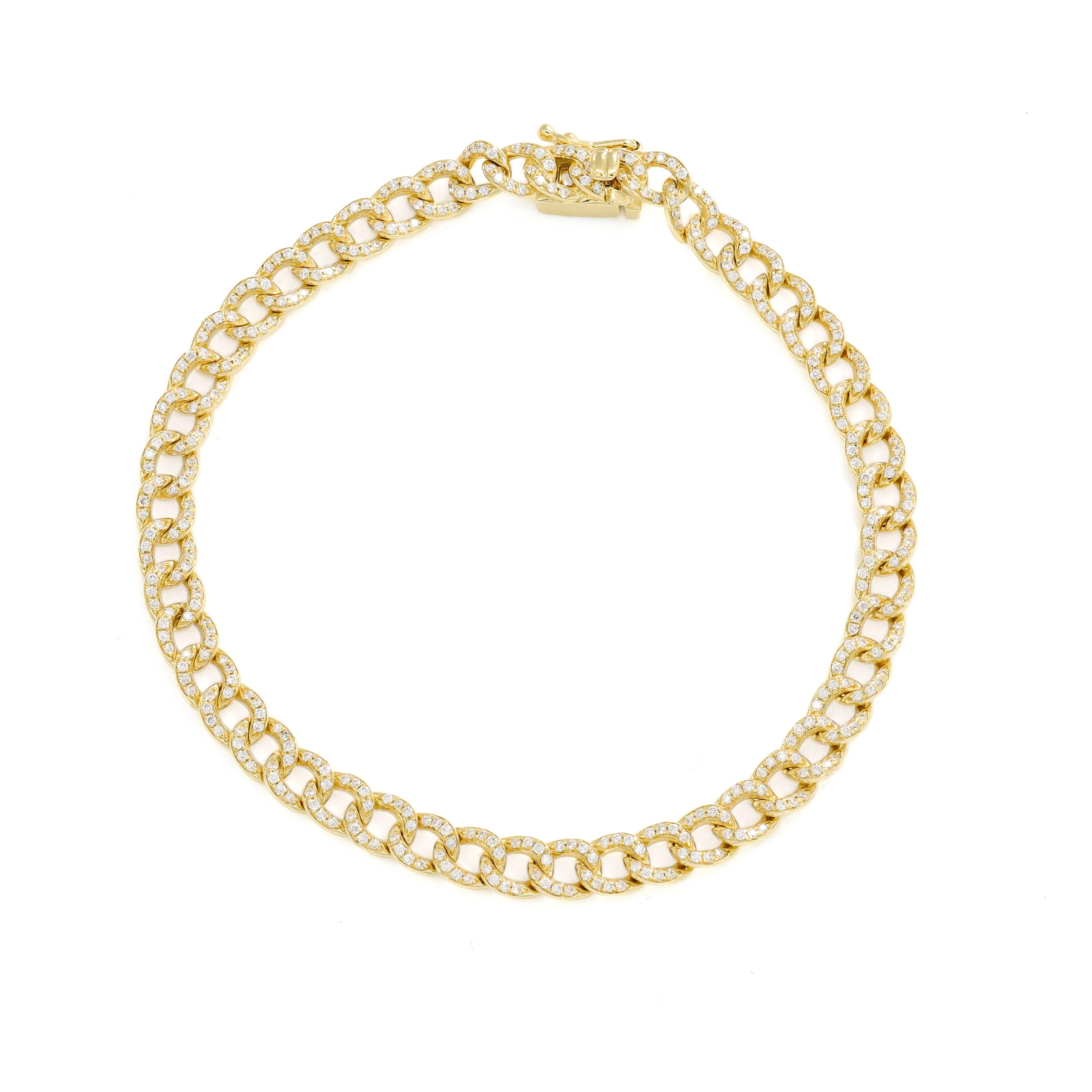 Natural Diamonds Bracelet 1.50 cts 18 Karat Yellow Gold Cuban Tennis Bracelet For Sale 8