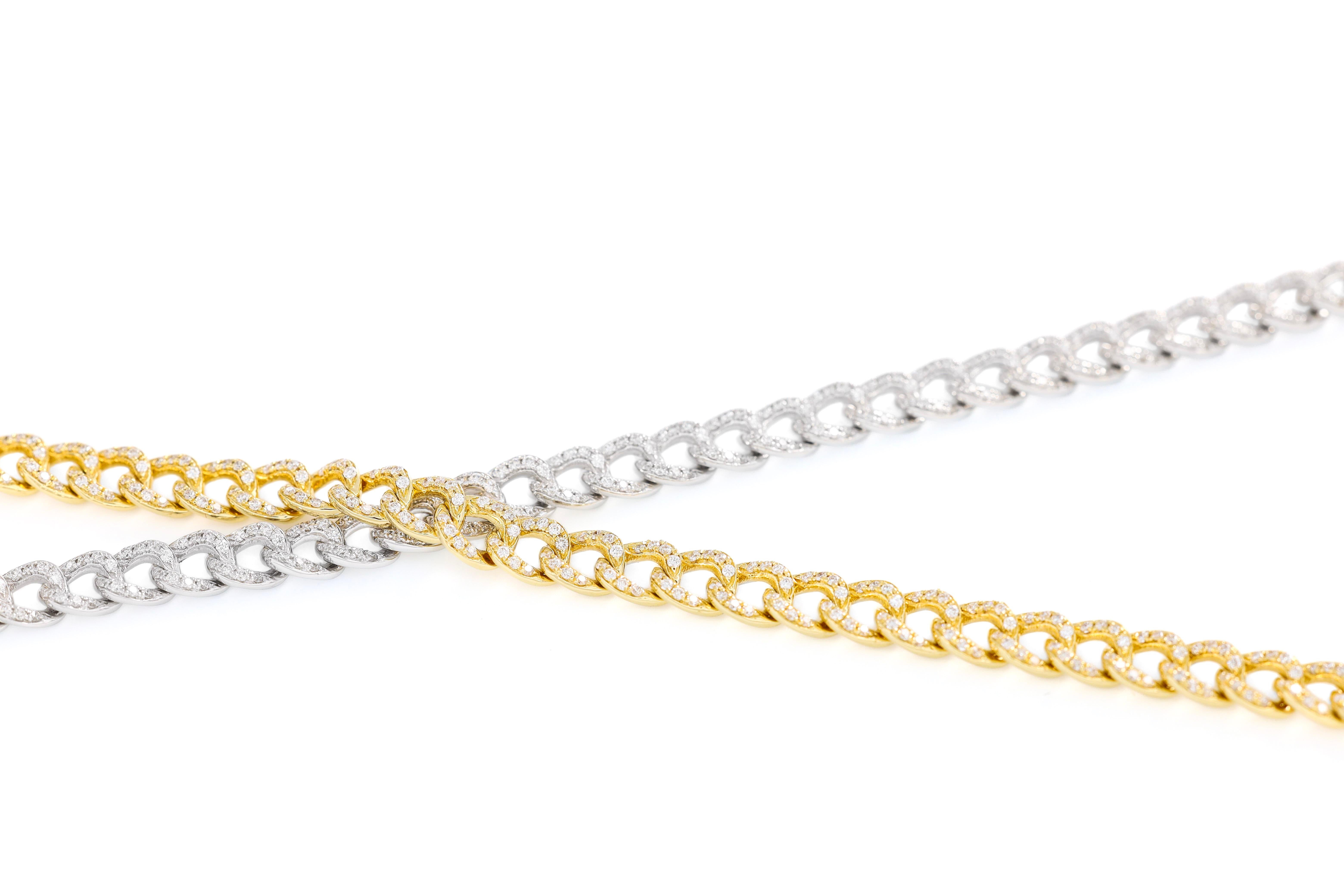 Natural Diamonds Bracelet 1.50 cts 18 Karat Yellow Gold Cuban Tennis Bracelet In New Condition For Sale In Antwerpen, BE