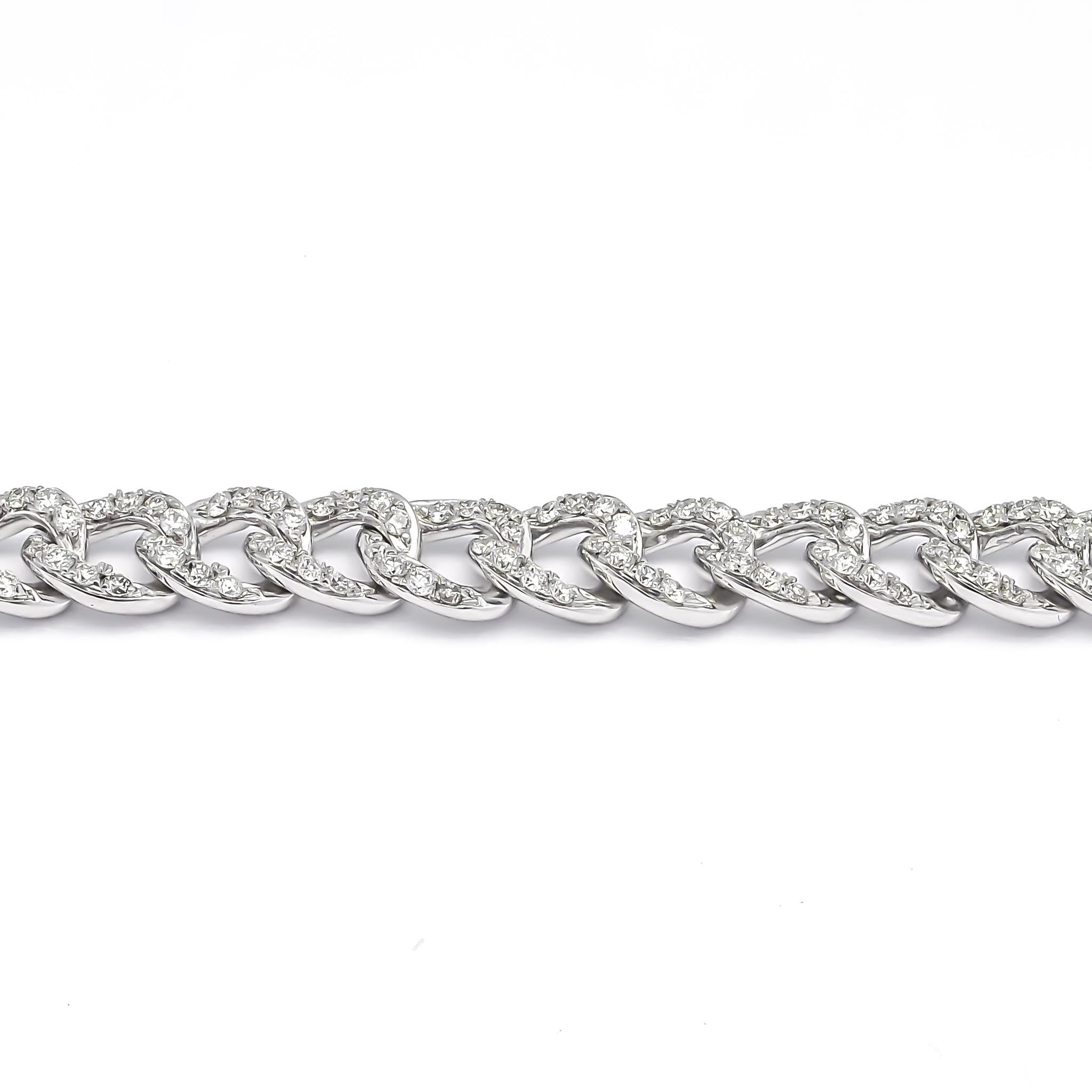 Natural Diamonds Bracelet 1.50 cts 18 Karat Yellow Gold Cuban Tennis Bracelet For Sale 3