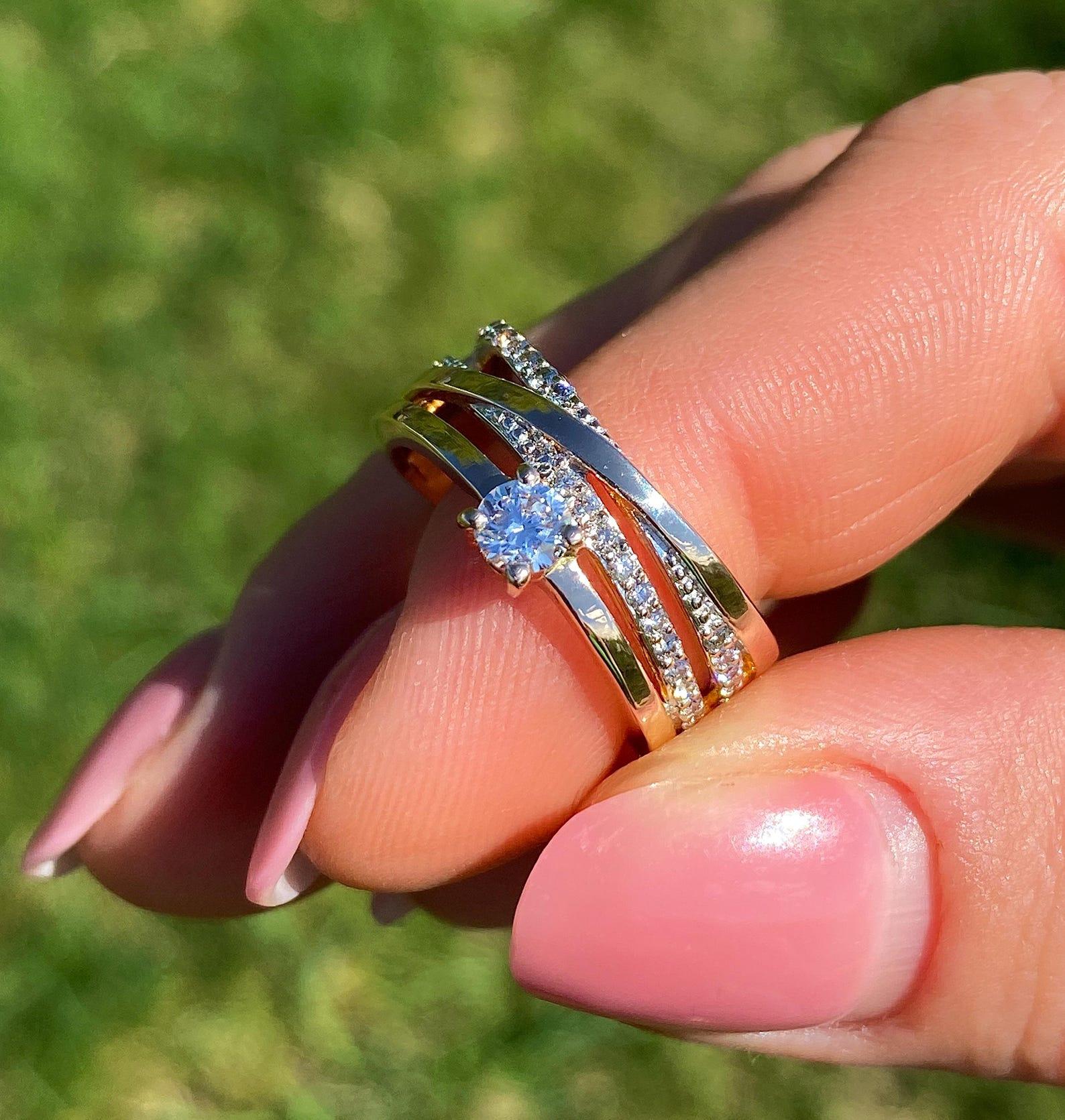 Bague en or rose massif 14 carats avec diamants naturels certifiée, taille 7US en vente 4