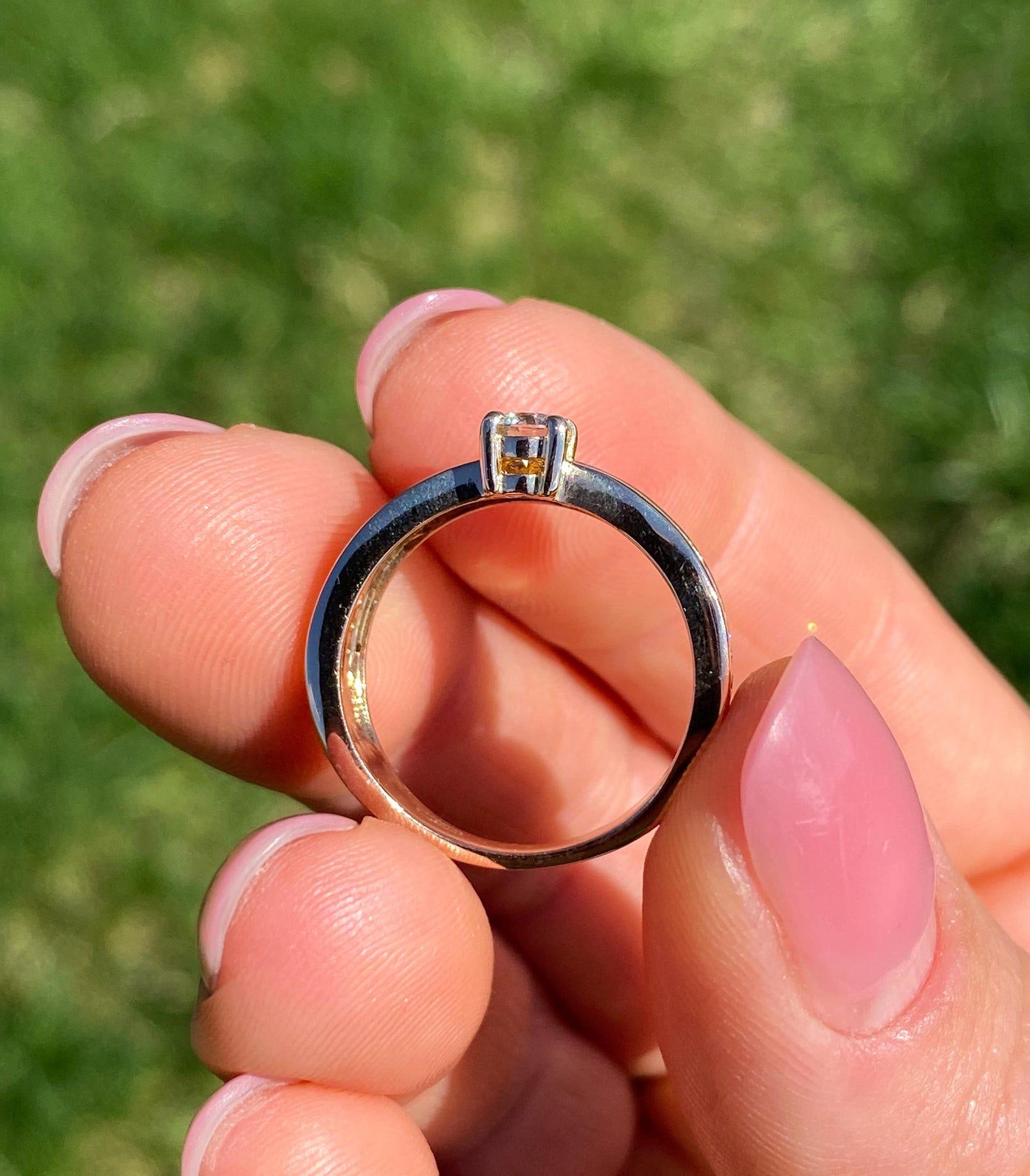 Bague en or rose massif 14 carats avec diamants naturels certifiée, taille 7US Pour femmes en vente