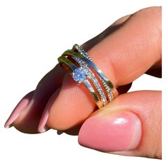 Bague en or rose massif 14 carats avec diamants naturels certifiée, taille 7US