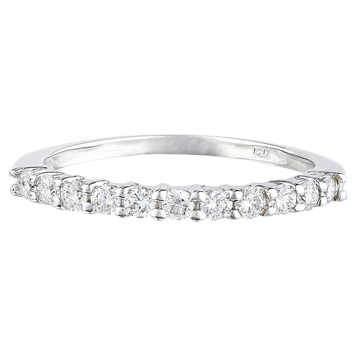 Natural Diamonds Half Eternity Band Ring 14K Gold For Sale