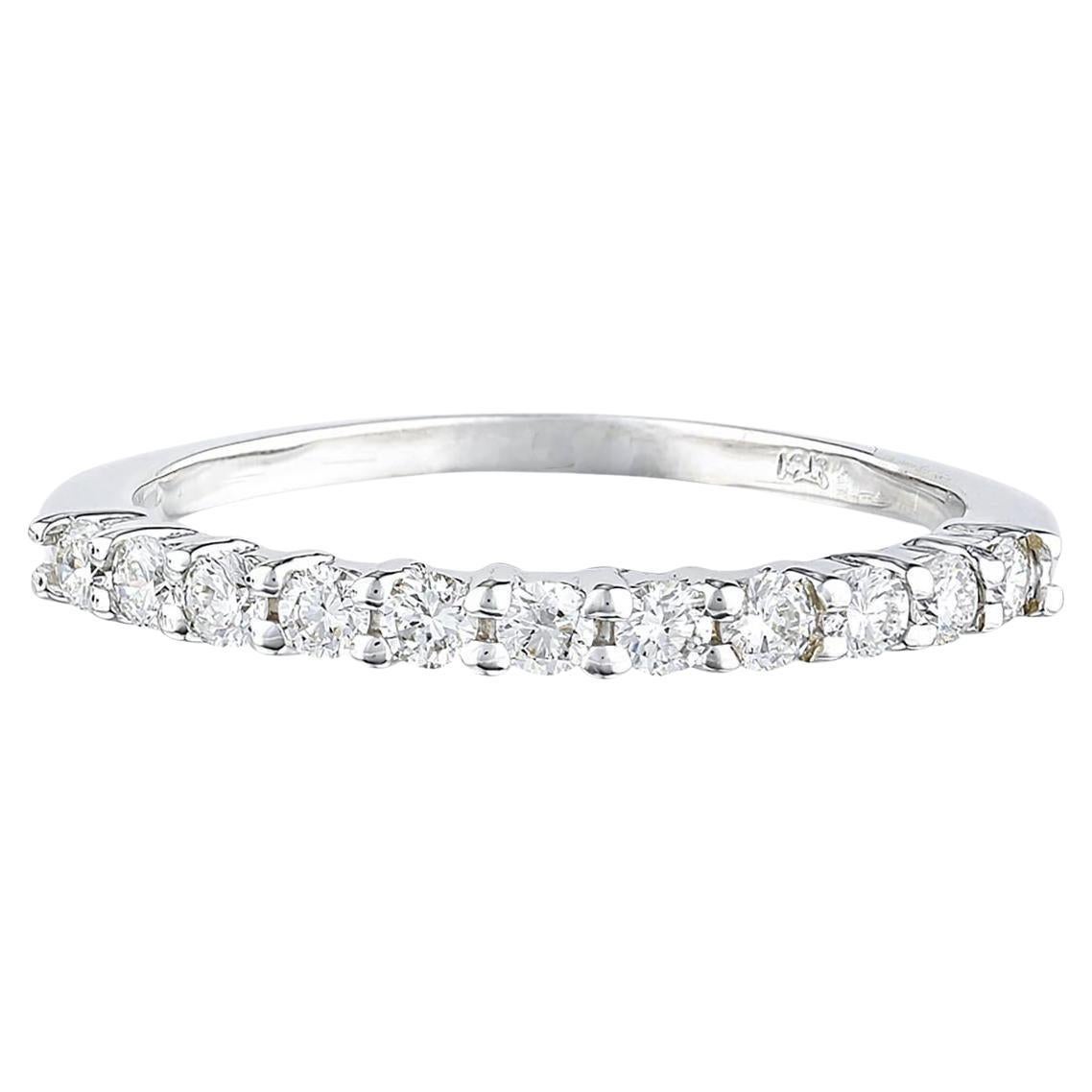 Natural Diamonds Half Eternity Band Ring 14K Gold For Sale