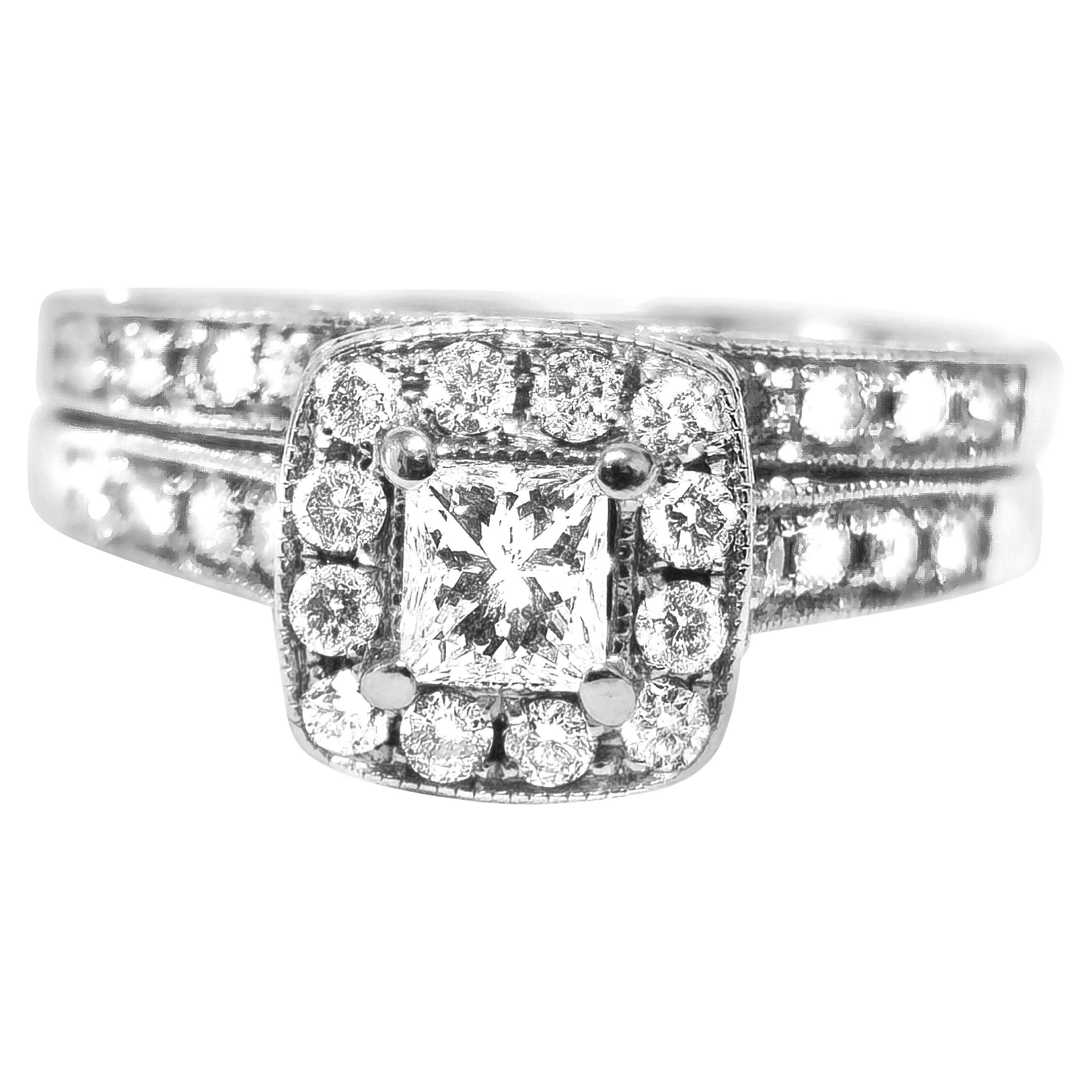 Natural Diamonds in 14k White Gold Engagement Ring