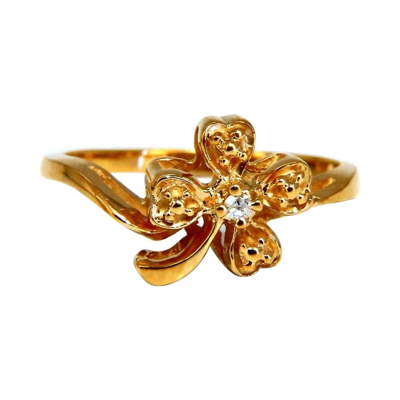 Natürliche natürliche Diamanten irisches Kleeblatt Vintage Ring 14kt