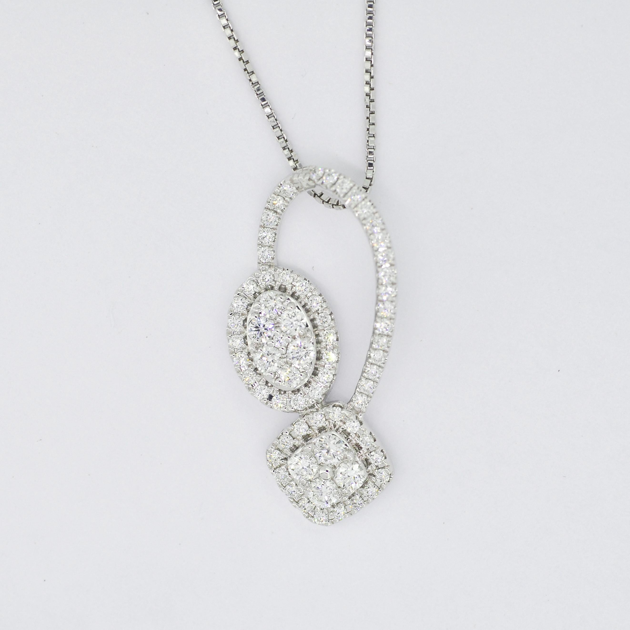 Pendentif diamants naturels 1.00ct or blanc 18KT Collier pendentif moderne Neuf - En vente à Antwerpen, BE