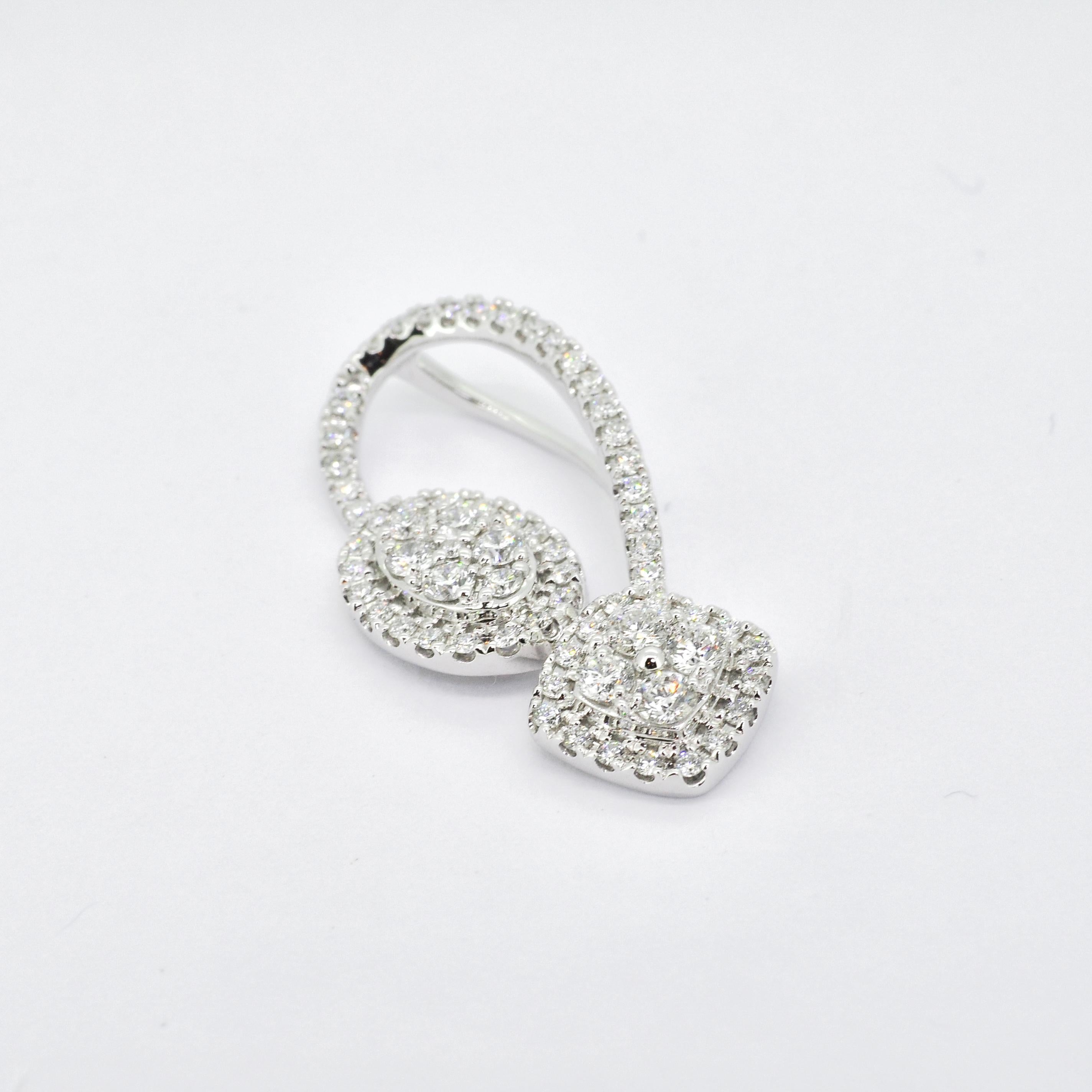 Ciondolo con diamanti naturali 1,00ct in oro bianco 18KT Collana moderna con ciondolo in vendita 2