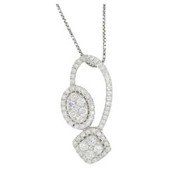 Natural Diamonds Pendant 1.00ct 18KT White Gold Modern Pendant Necklace