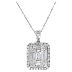 Natural Diamonds Pendant 1.65 ct 18KT White Gold Statement Pendant Necklace
