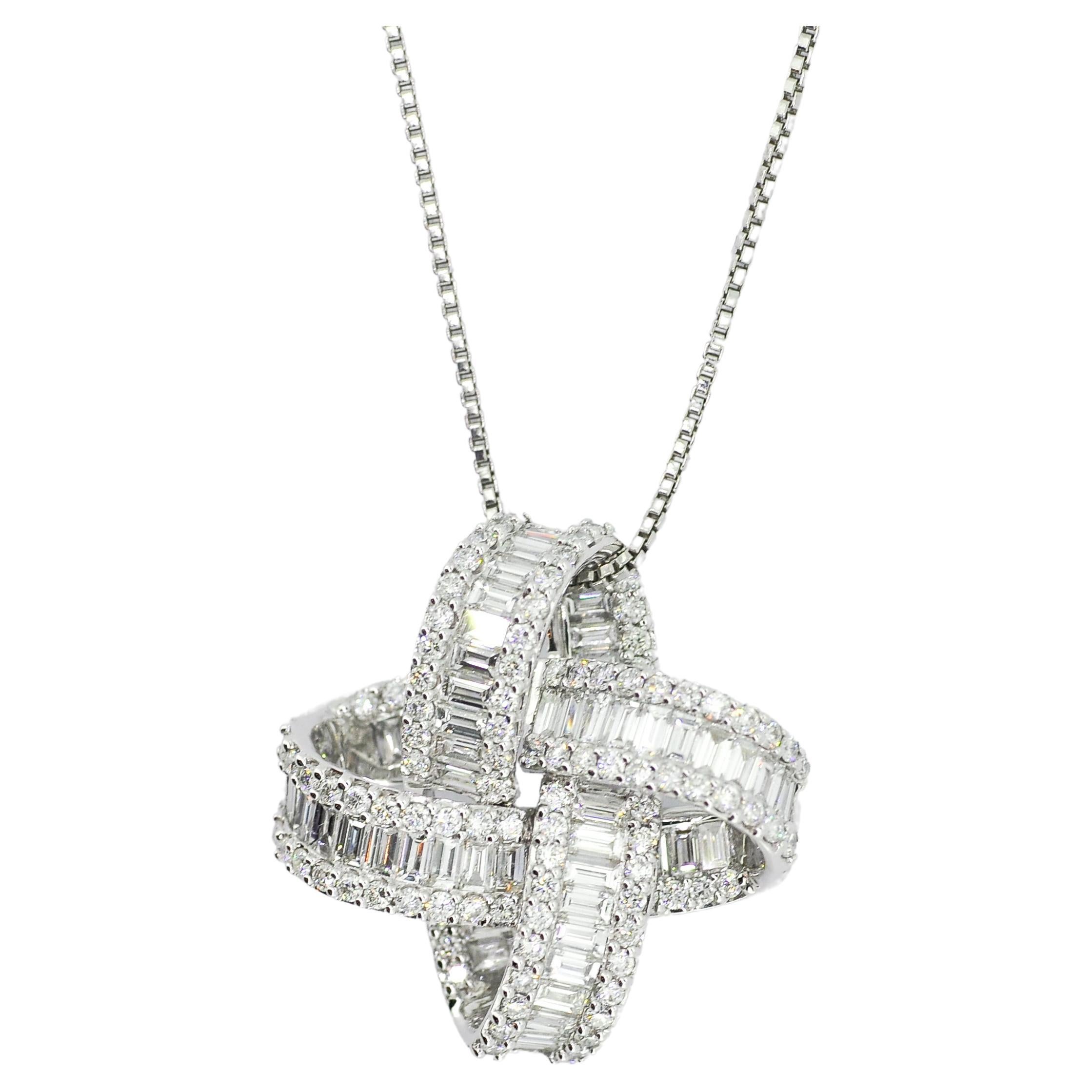 Pendentif diamants naturels 2.50 ct Or blanc 18KT Collier pendentif chaîne moderne  en vente