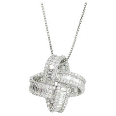 Natural Diamonds Pendant 2.50 ct 18KT White Gold Modern Chain Pendant Necklace 