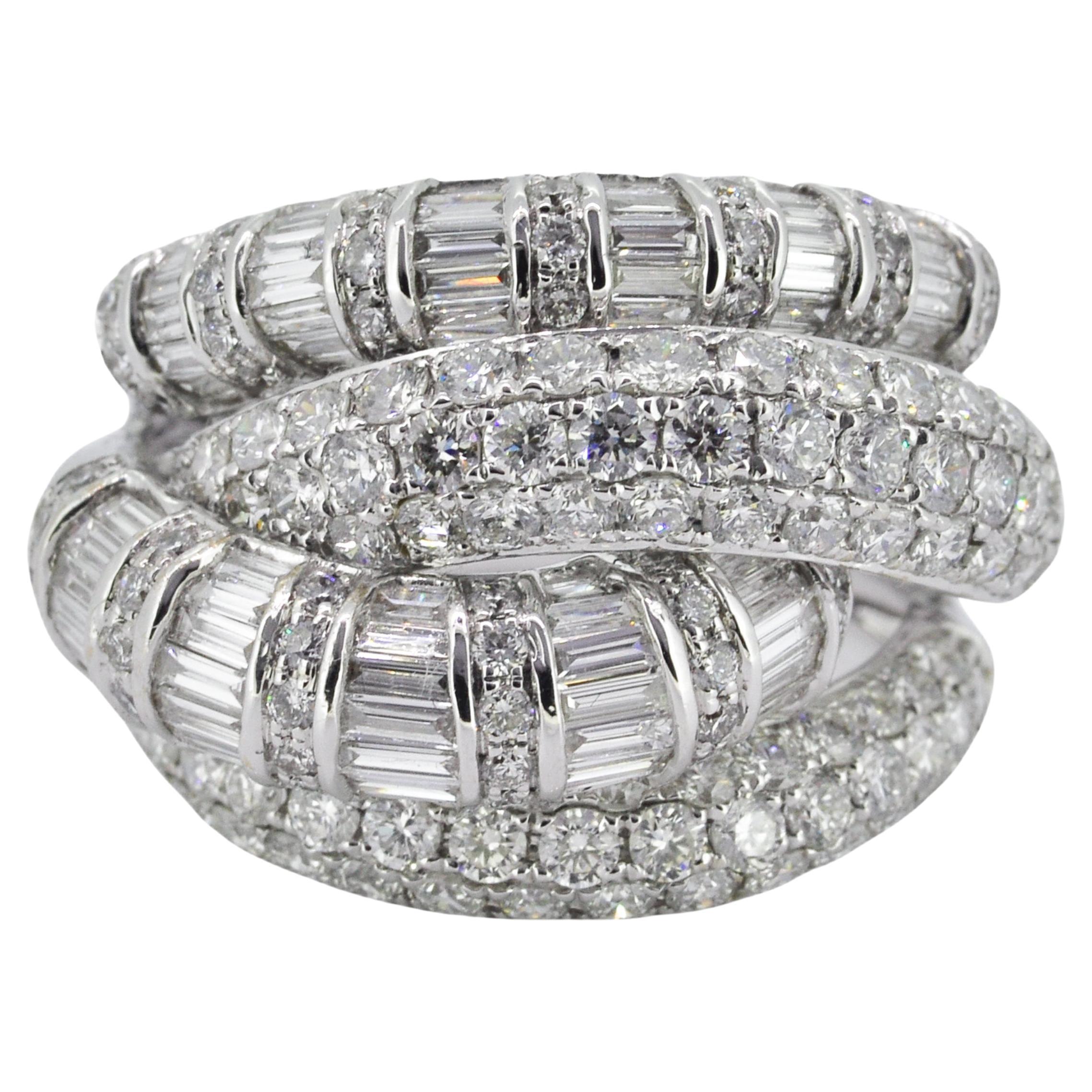 Bague de soirée moderne en or blanc 18 carats avec diamants naturels de 3,50 carats