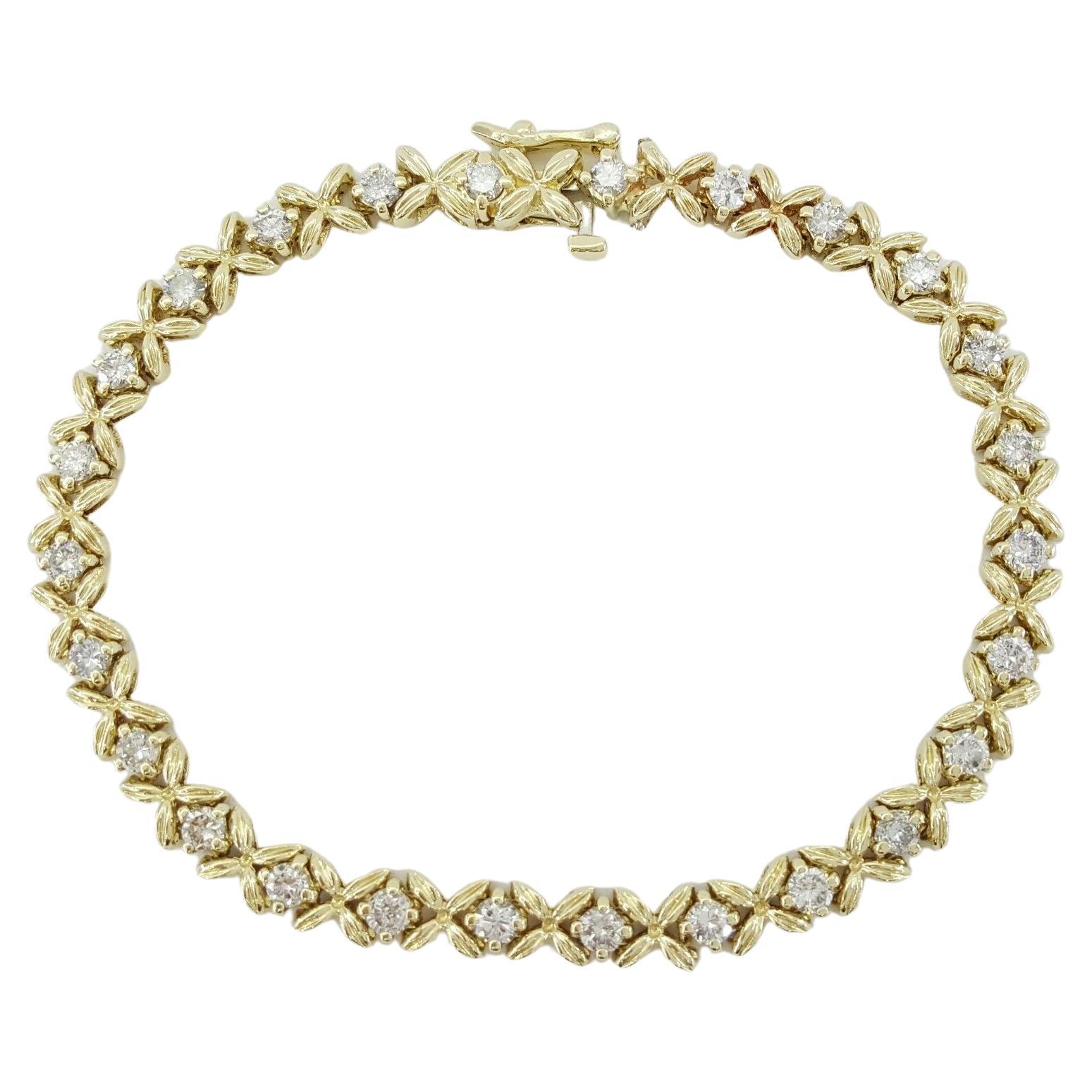 Tennisarmband mit natürlichen Diamanten in runder X-Linie