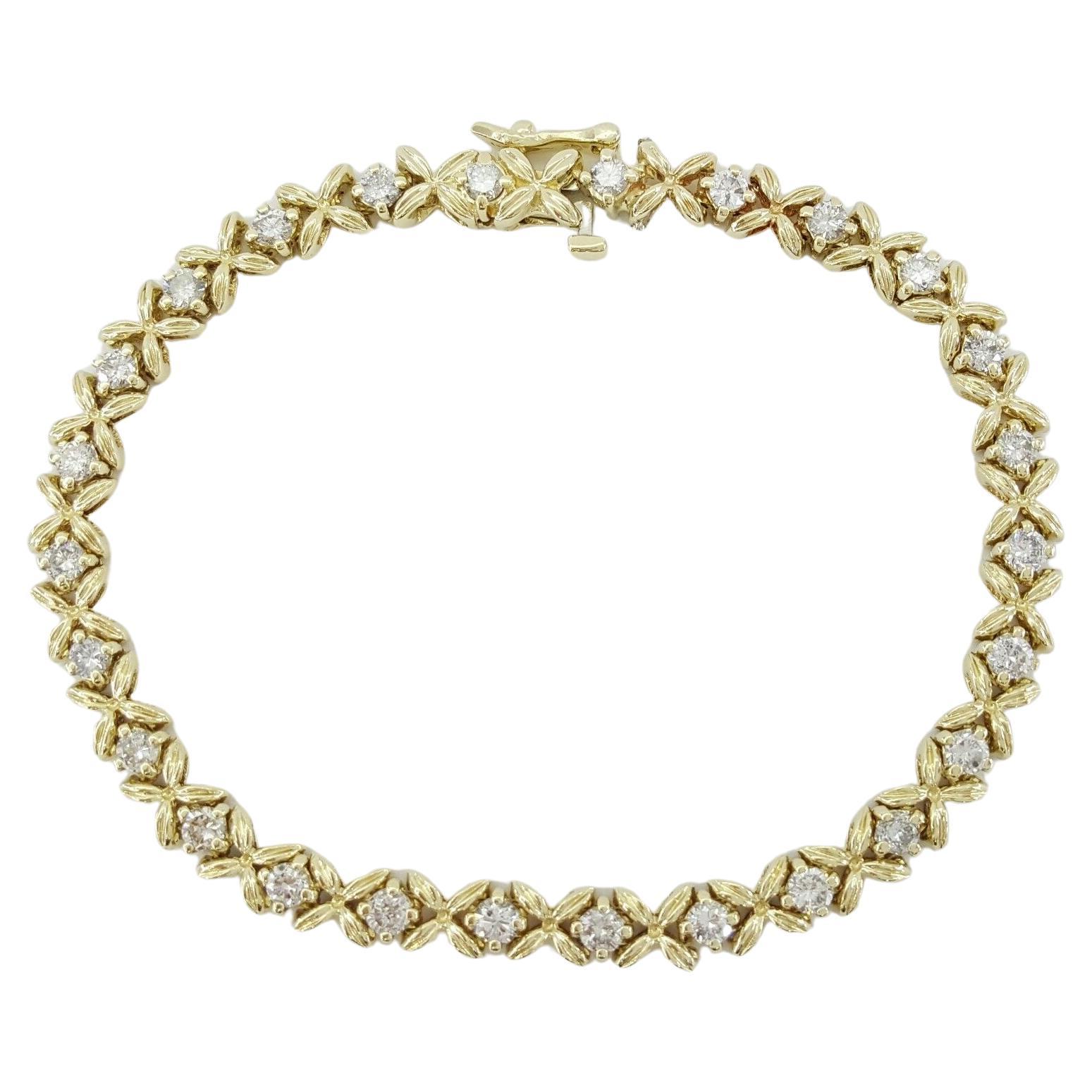 Natural Diamonds Round X Line Tennis Bracelet For Sale