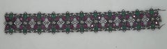 Natural Diamonds ruby emerald solid gold with black rhodium 7.25-inch bracelet
