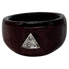 Dreieck aus natürlichen Diamanten 925er Sterlingsilber Holzring
