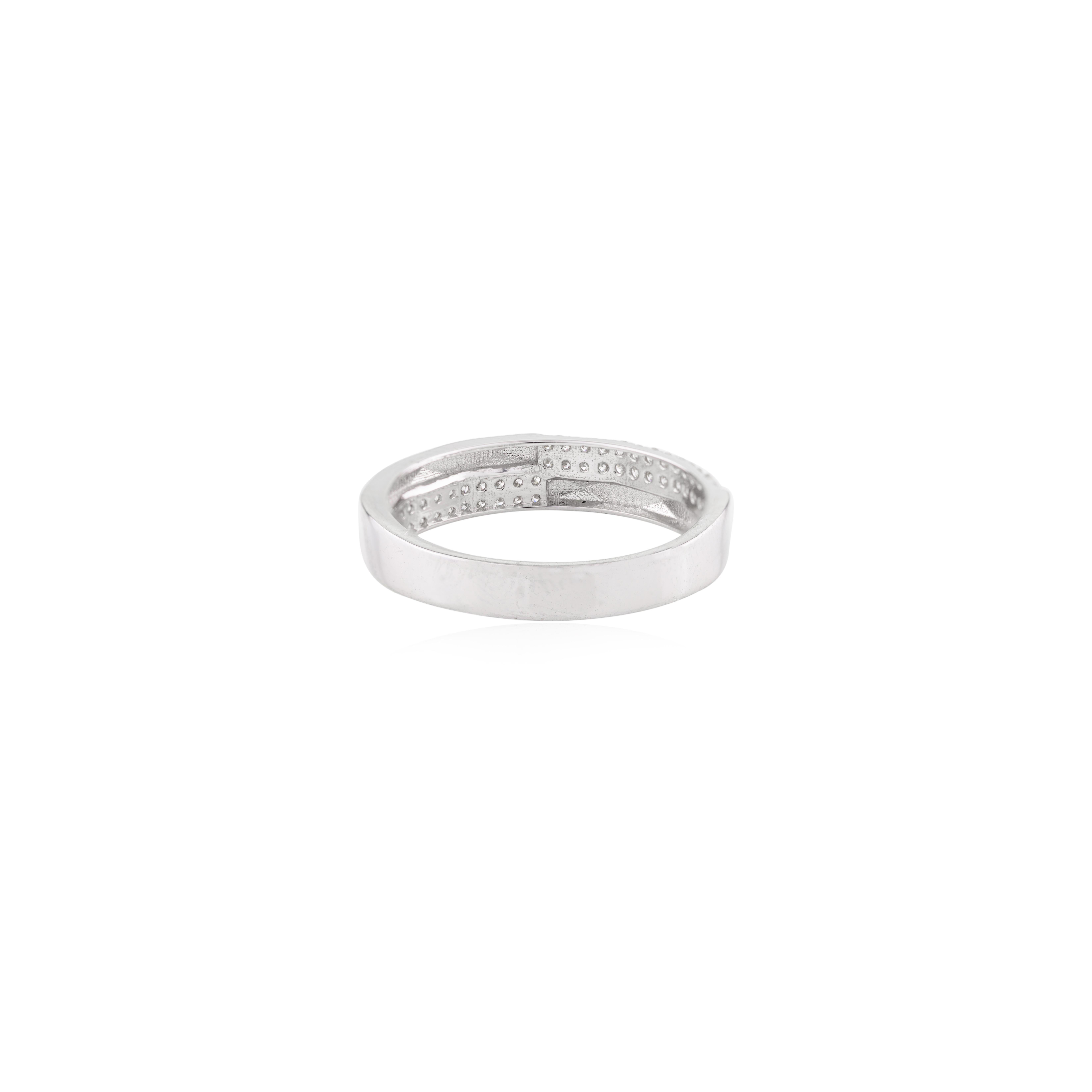Im Angebot: Unisex Feinschliff Diamant Verlobungsring Geschenk in 18k massivem Weißgold () 5