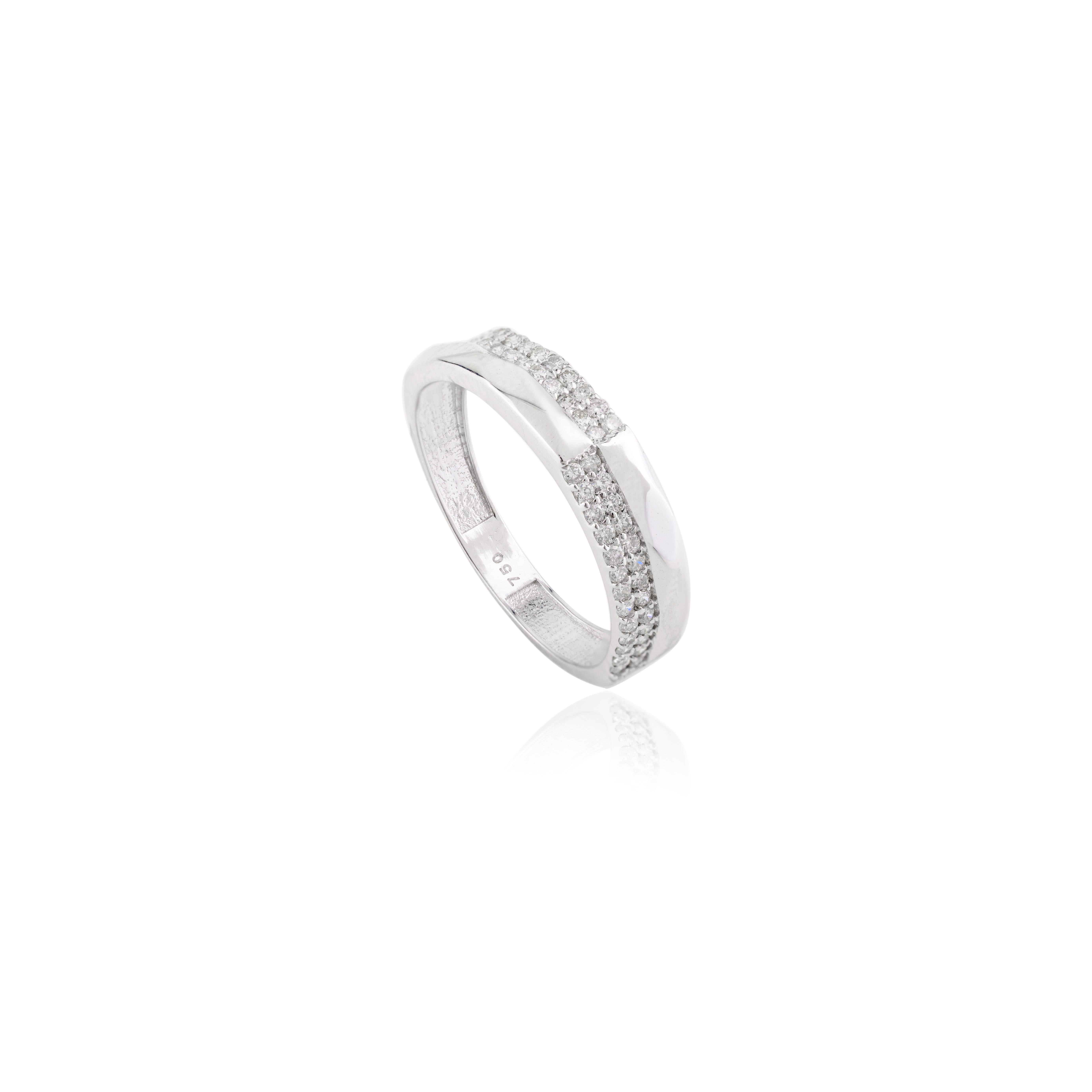 Im Angebot: Unisex Feinschliff Diamant Verlobungsring Geschenk in 18k massivem Weißgold () 8