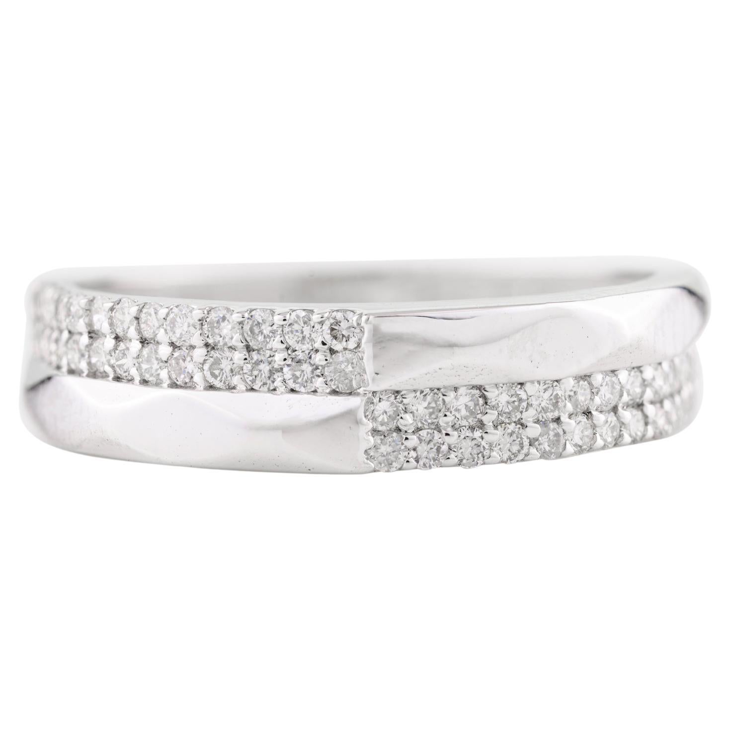 Unisex Fine Cut Diamond Engagement Band Ring Gift in 18k Solid White Gold
