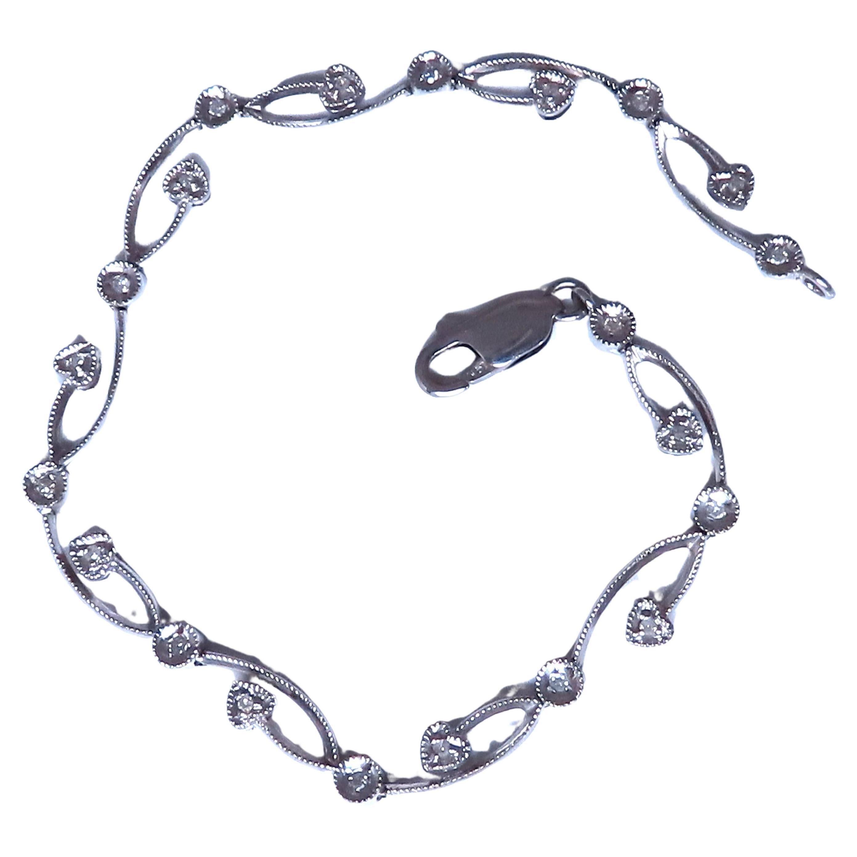 Natural Diamonds Vine Link Bracelet 14kt Gold 12392 For Sale