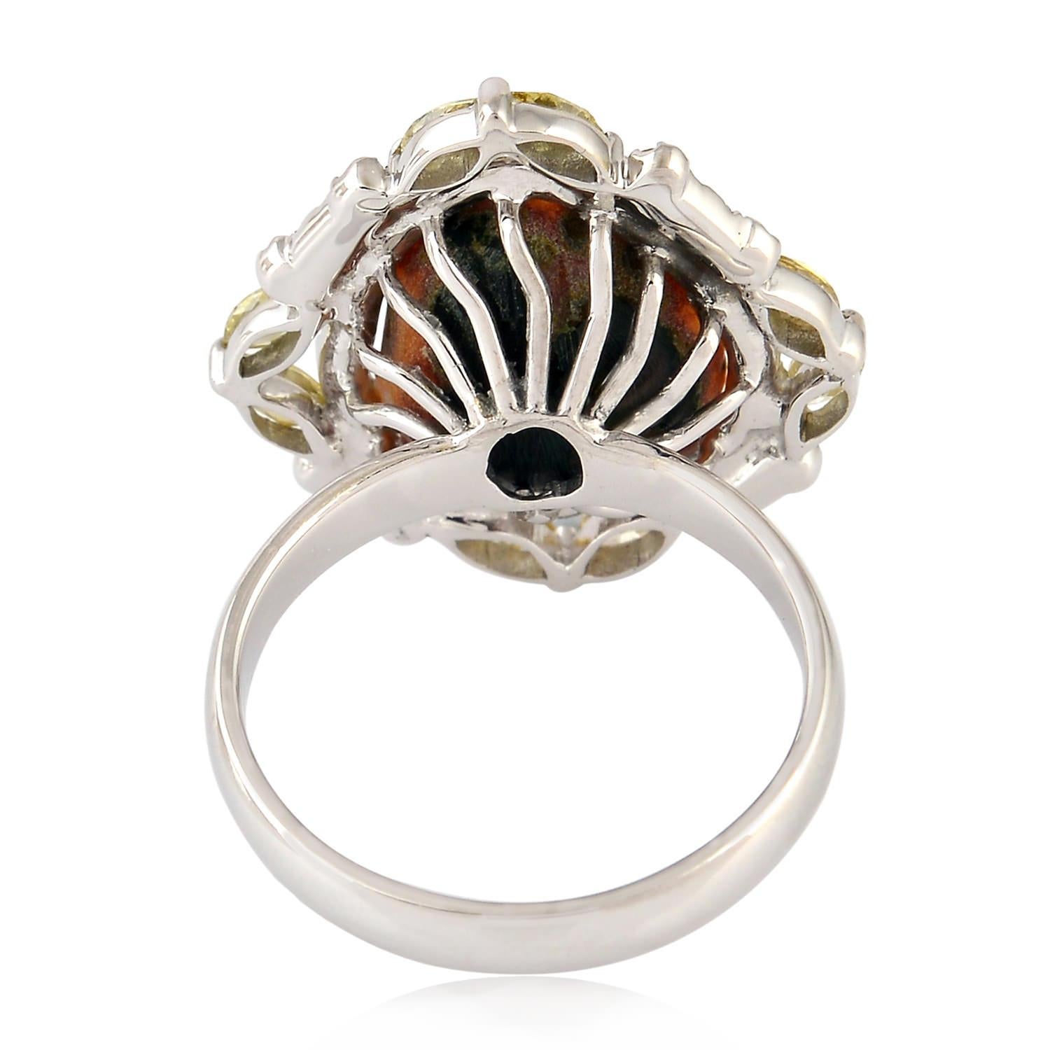 Natural Druzy Geode Statement Ring With Diamonds … - image 3