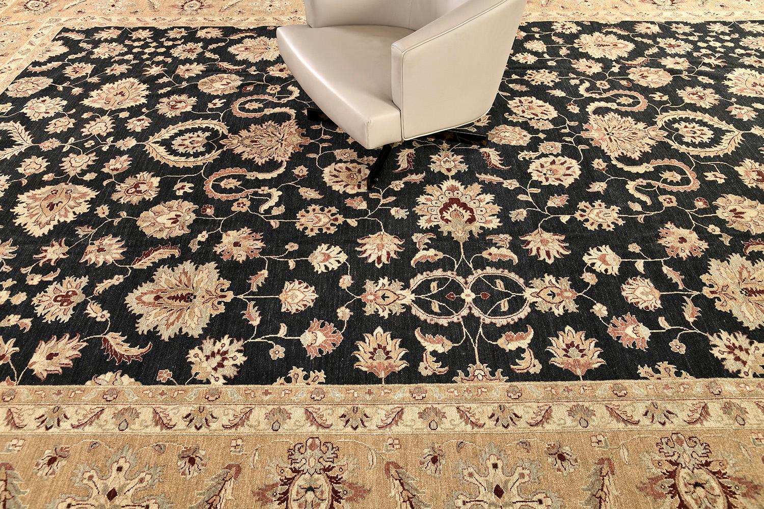 Pakistani Natural Dye Agra Allover Revival Rug For Sale