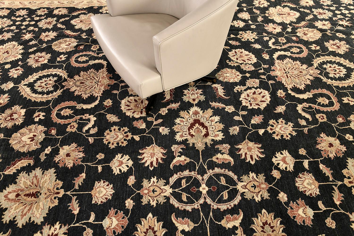 Hand-Knotted Natural Dye Agra Allover Revival Rug For Sale