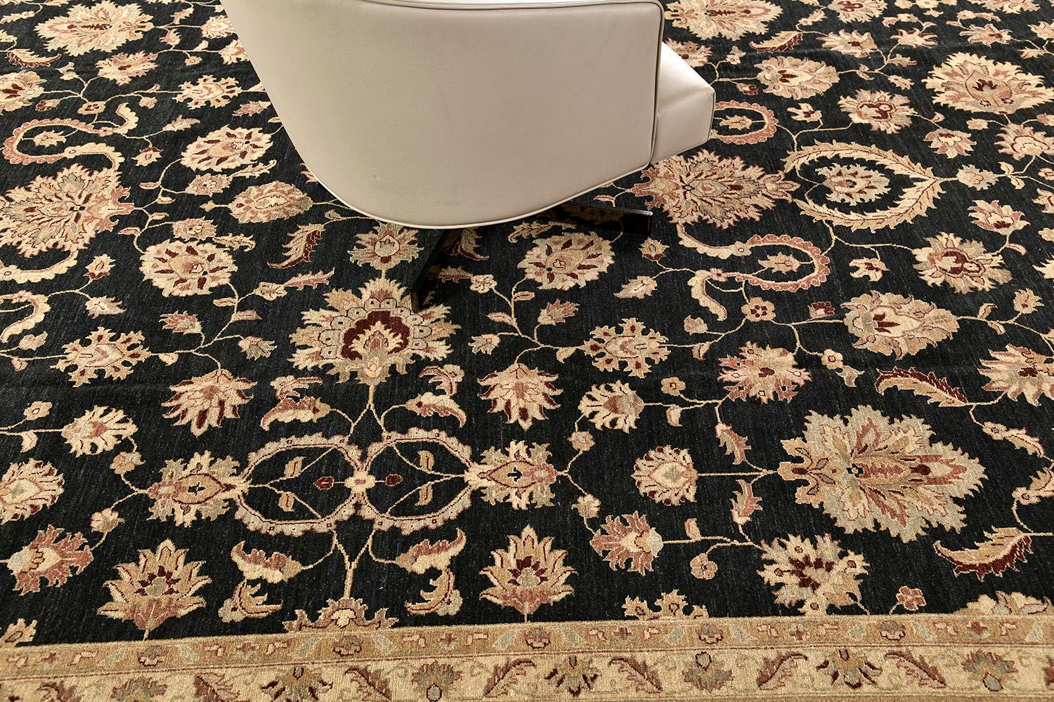 Contemporary Natural Dye Agra Allover Revival Rug For Sale