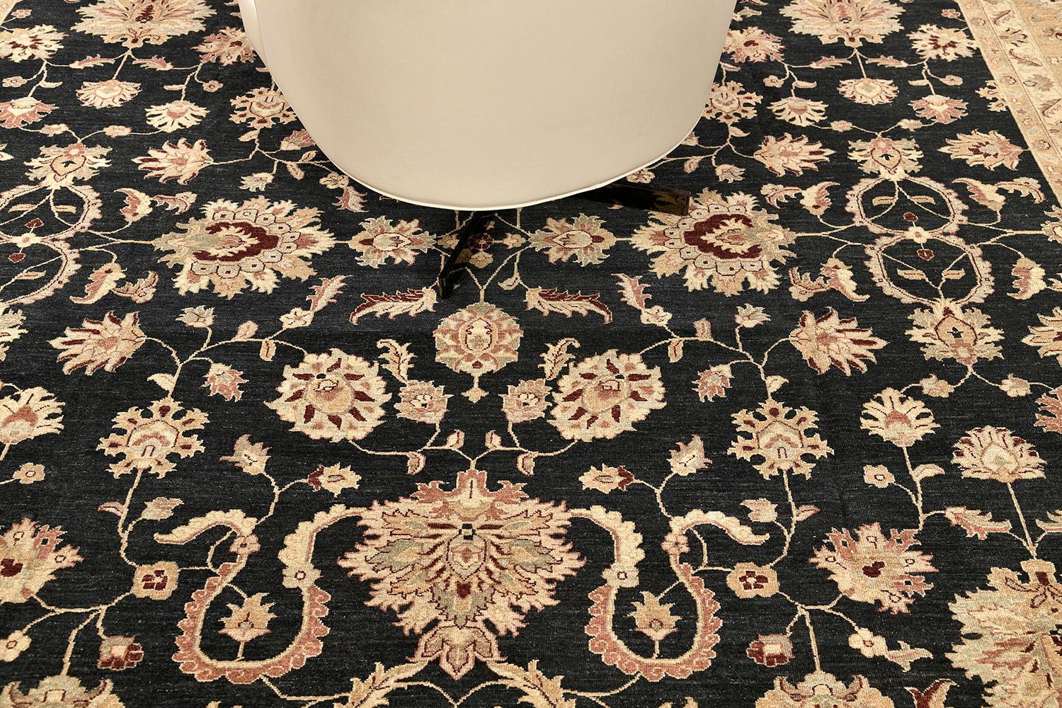 Wool Natural Dye Agra Allover Revival Rug For Sale