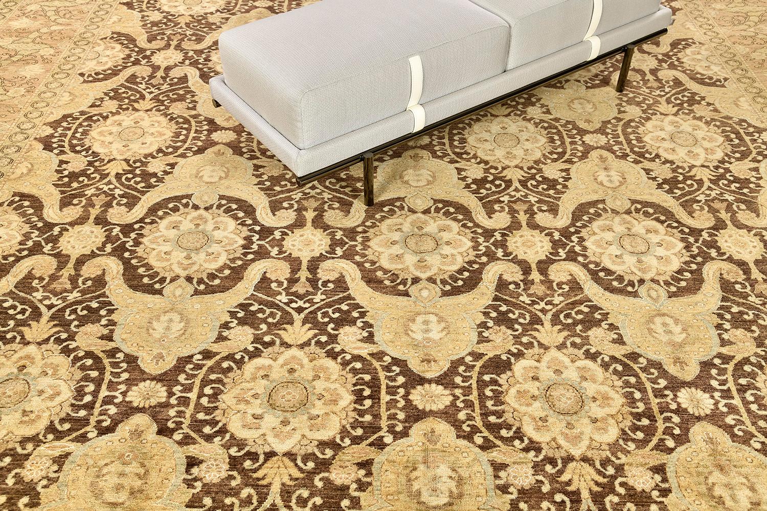 Contemporary Natural Dye Agra Design Rug, Bliss Collection from Mehraban