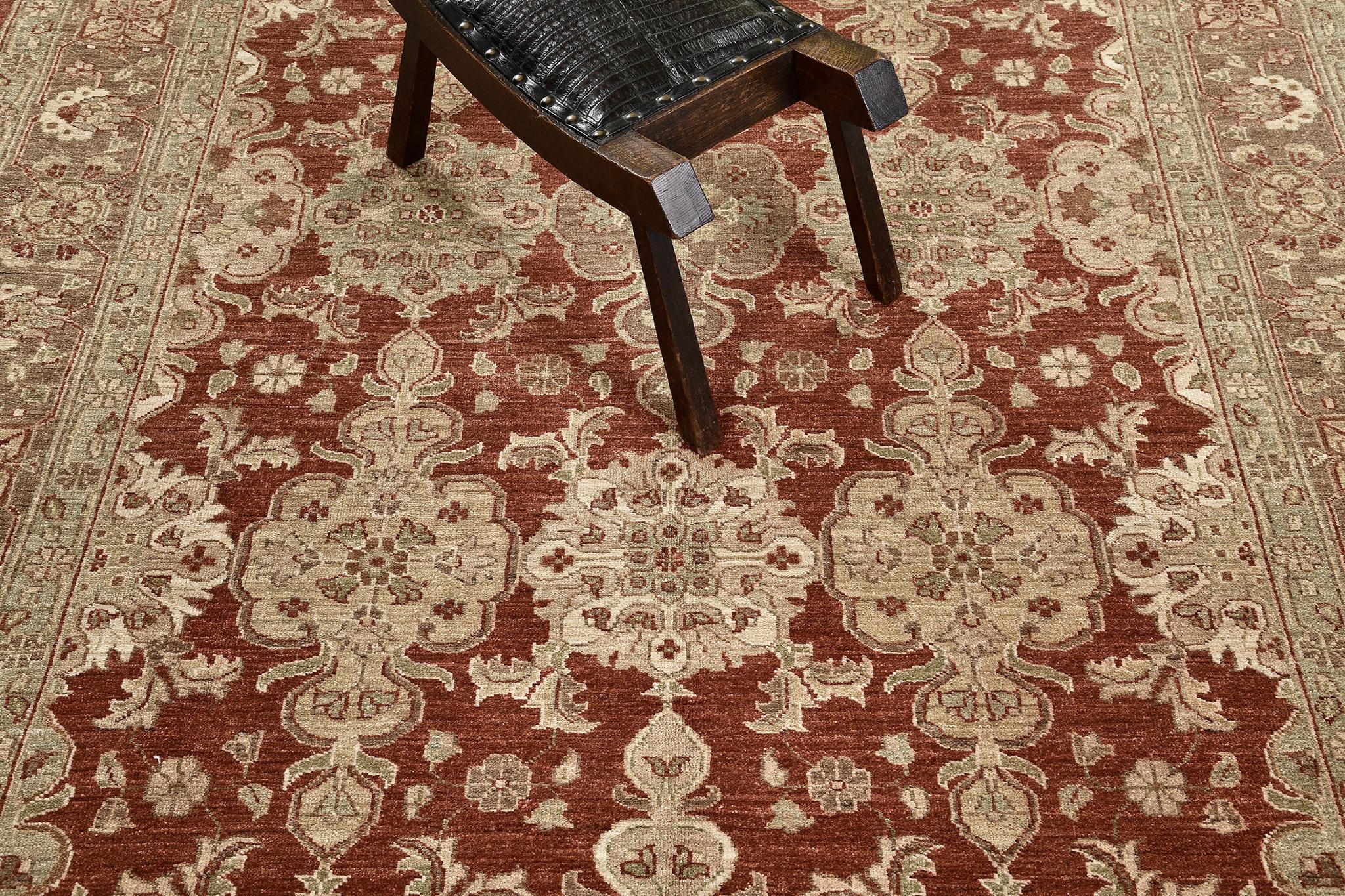 Natural Dye Allover Mahal Design Divine Kollektion D5003 (Handgeknüpft) im Angebot