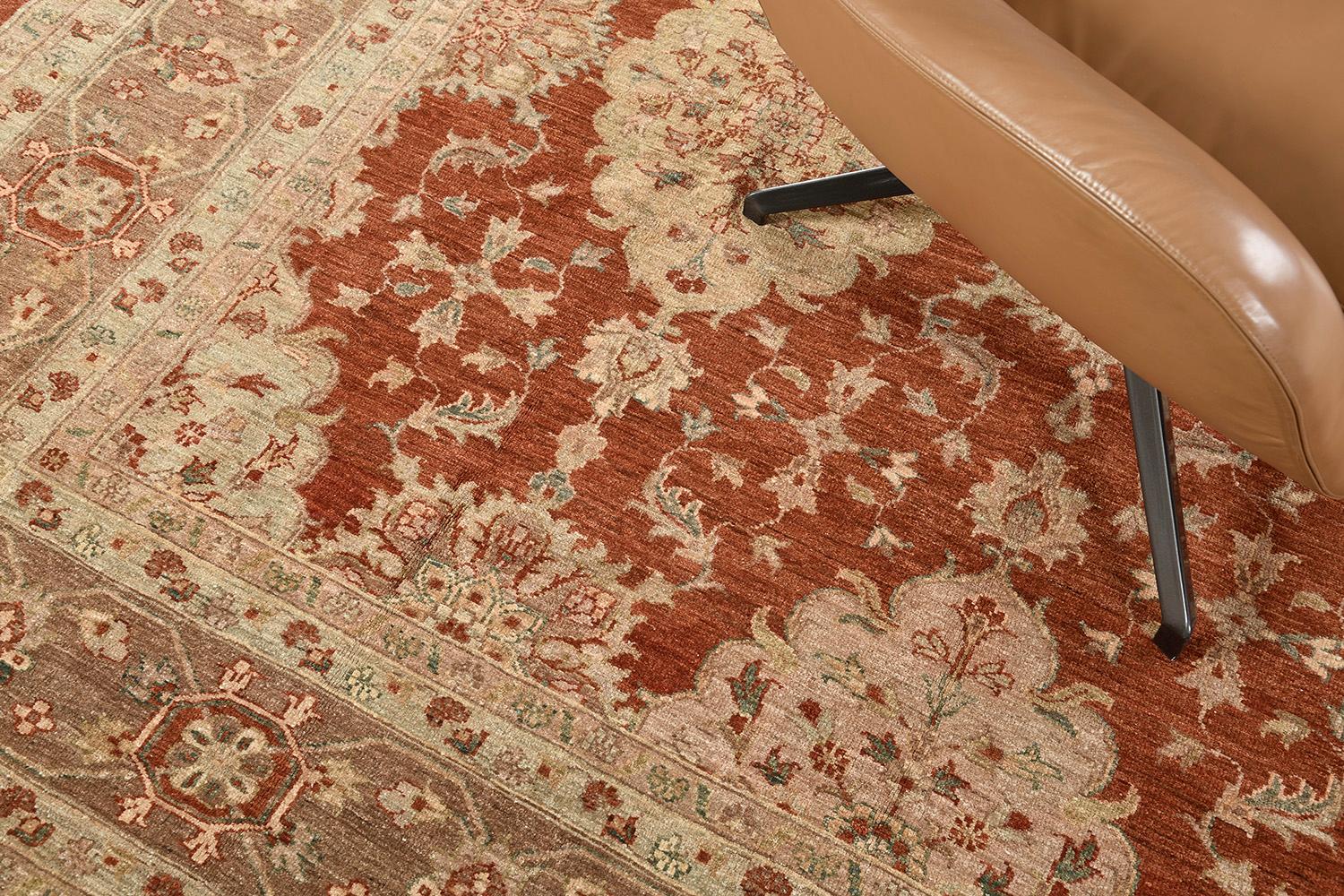Natural Dye Allover Mahal Revival Square Rug In New Condition For Sale In WEST HOLLYWOOD, CA