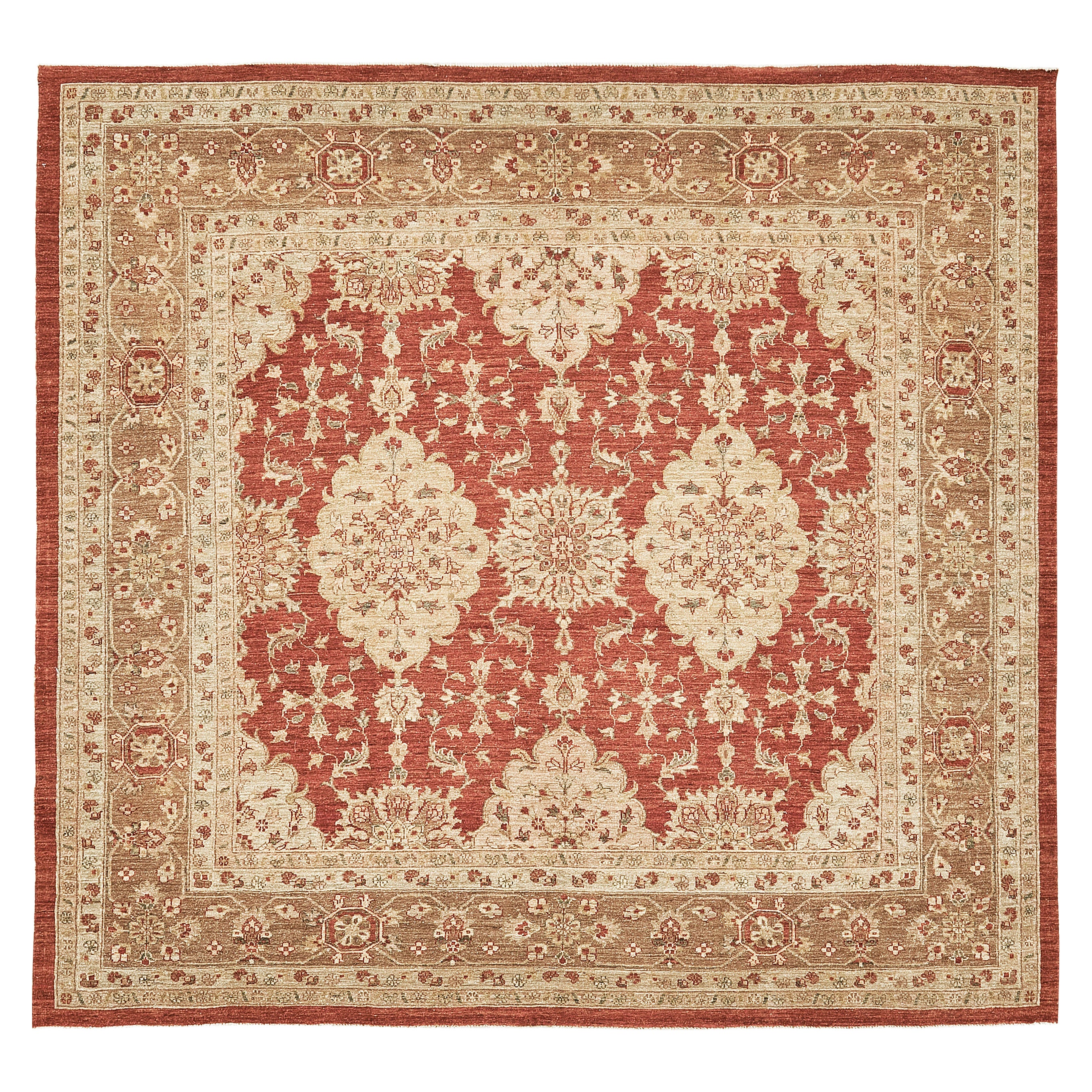 Natural Dye Allover Mahal Revival Quadratischer Teppich
