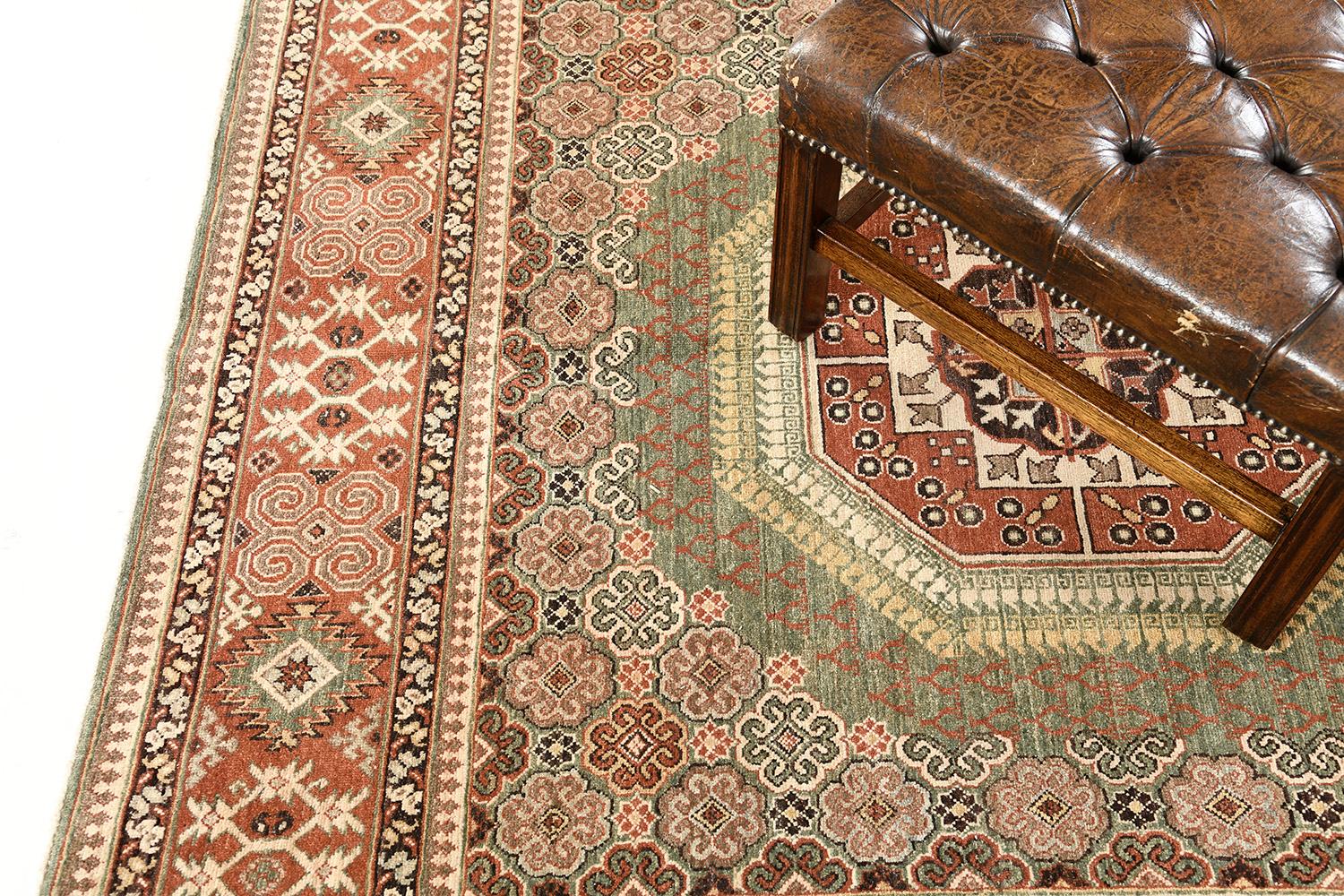 Natural Dye Allover Mamluk Revival Square Rug In New Condition For Sale In WEST HOLLYWOOD, CA