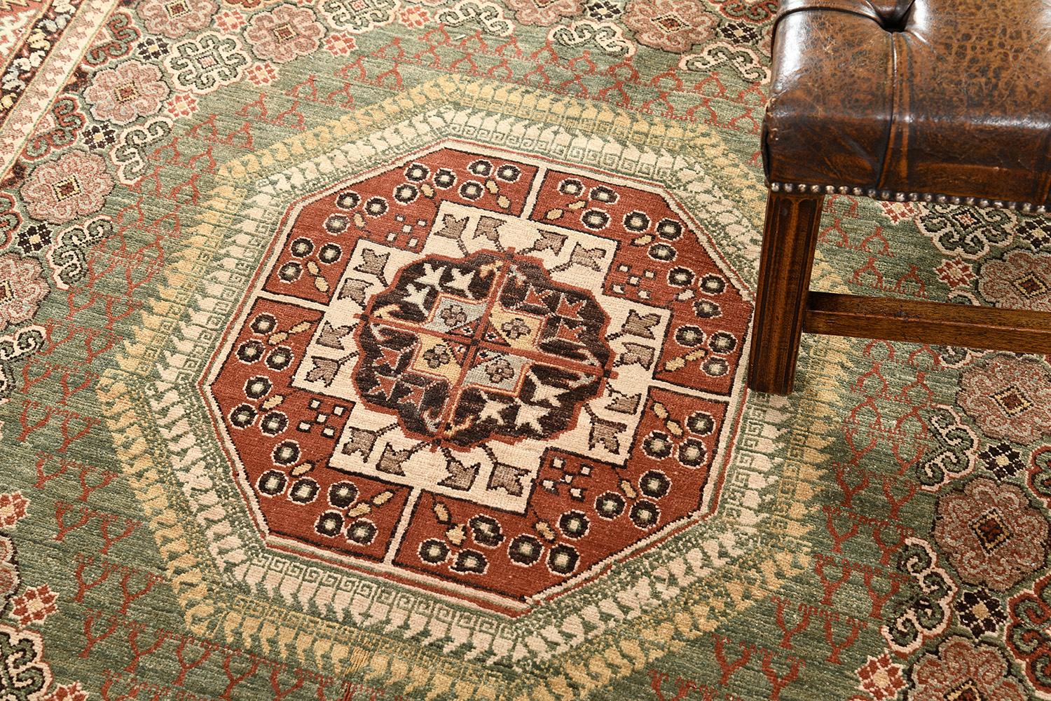 Contemporary Natural Dye Allover Mamluk Revival Square Rug For Sale