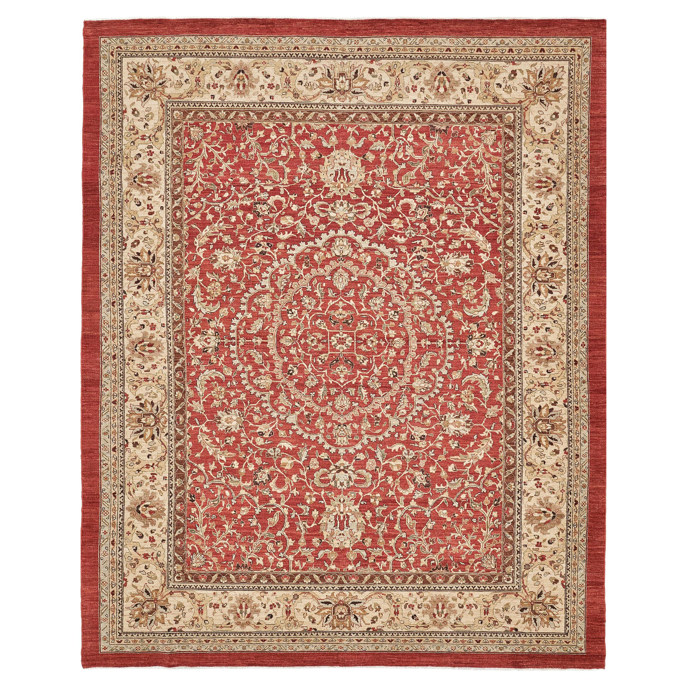 Natürlicher Teppich im Amritsar-Revival-Stil mit Naturfarbe