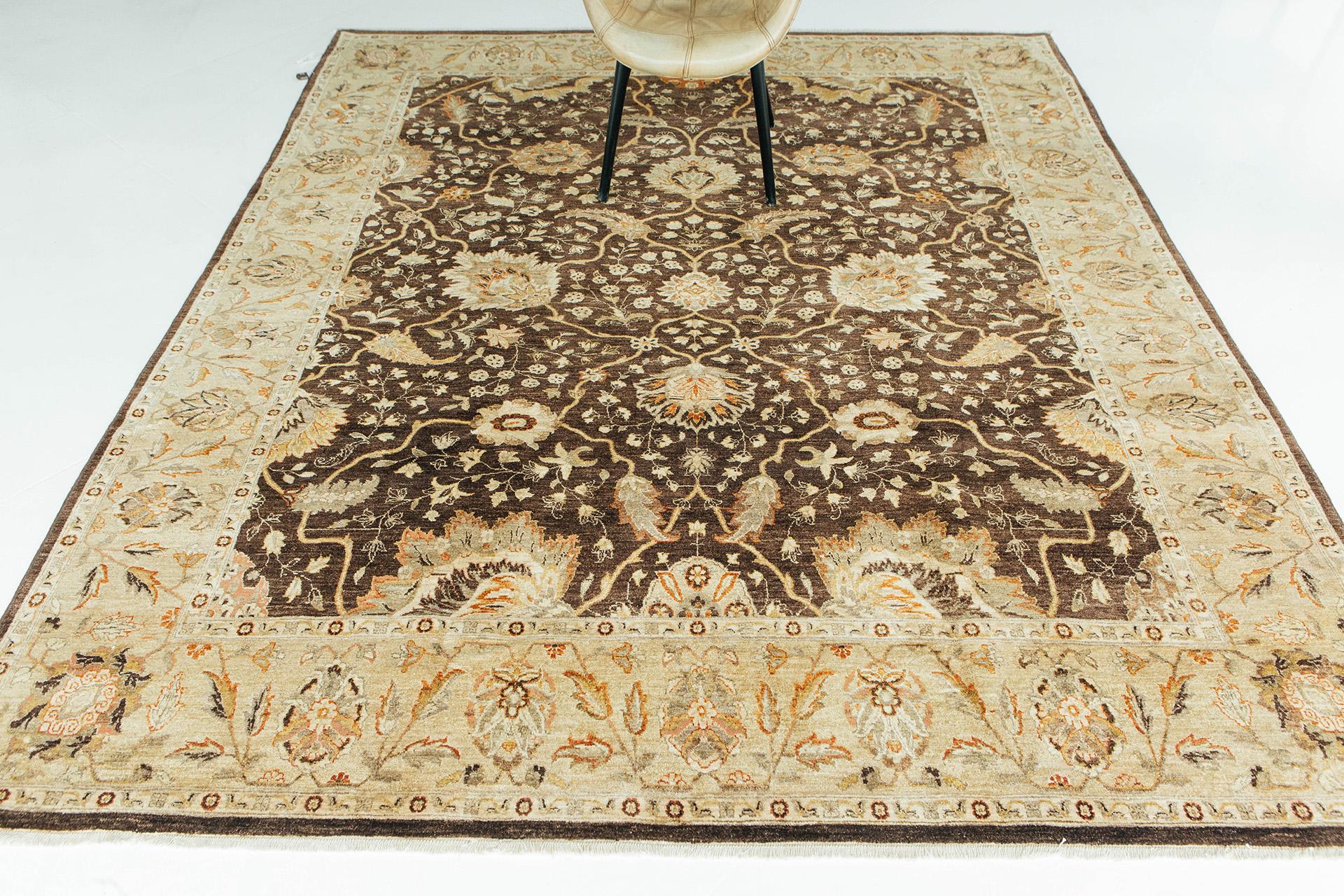 Hand-Knotted Natural Dye Antique Oushak Revival Rug For Sale