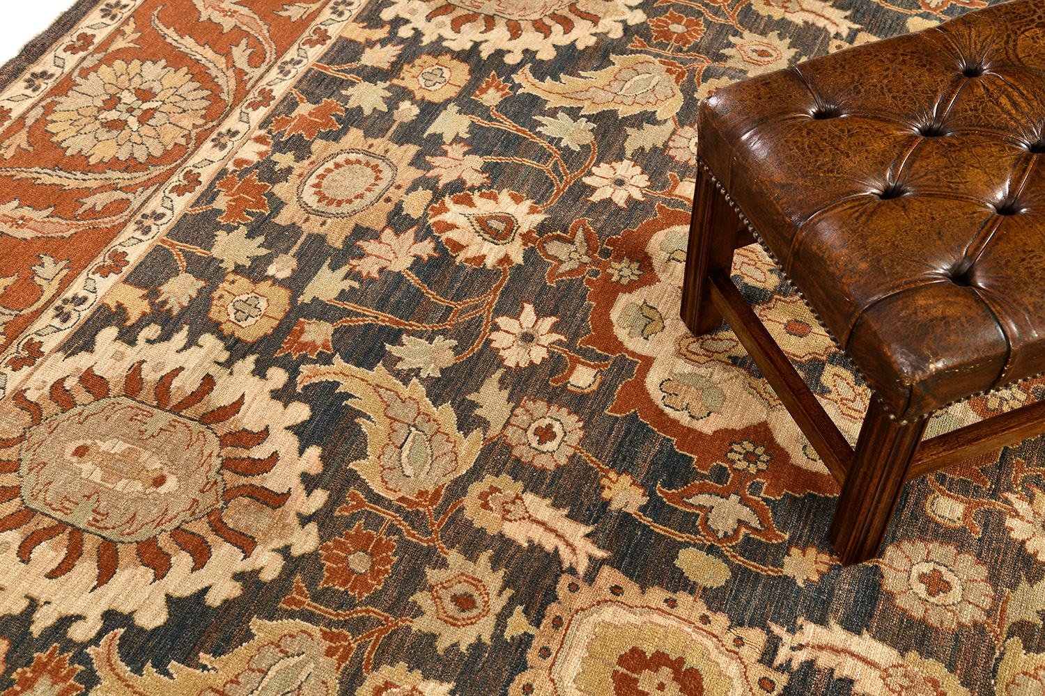 Hand-Knotted Natural Dye Antique Sultanabad Revival Rug from Mehraban