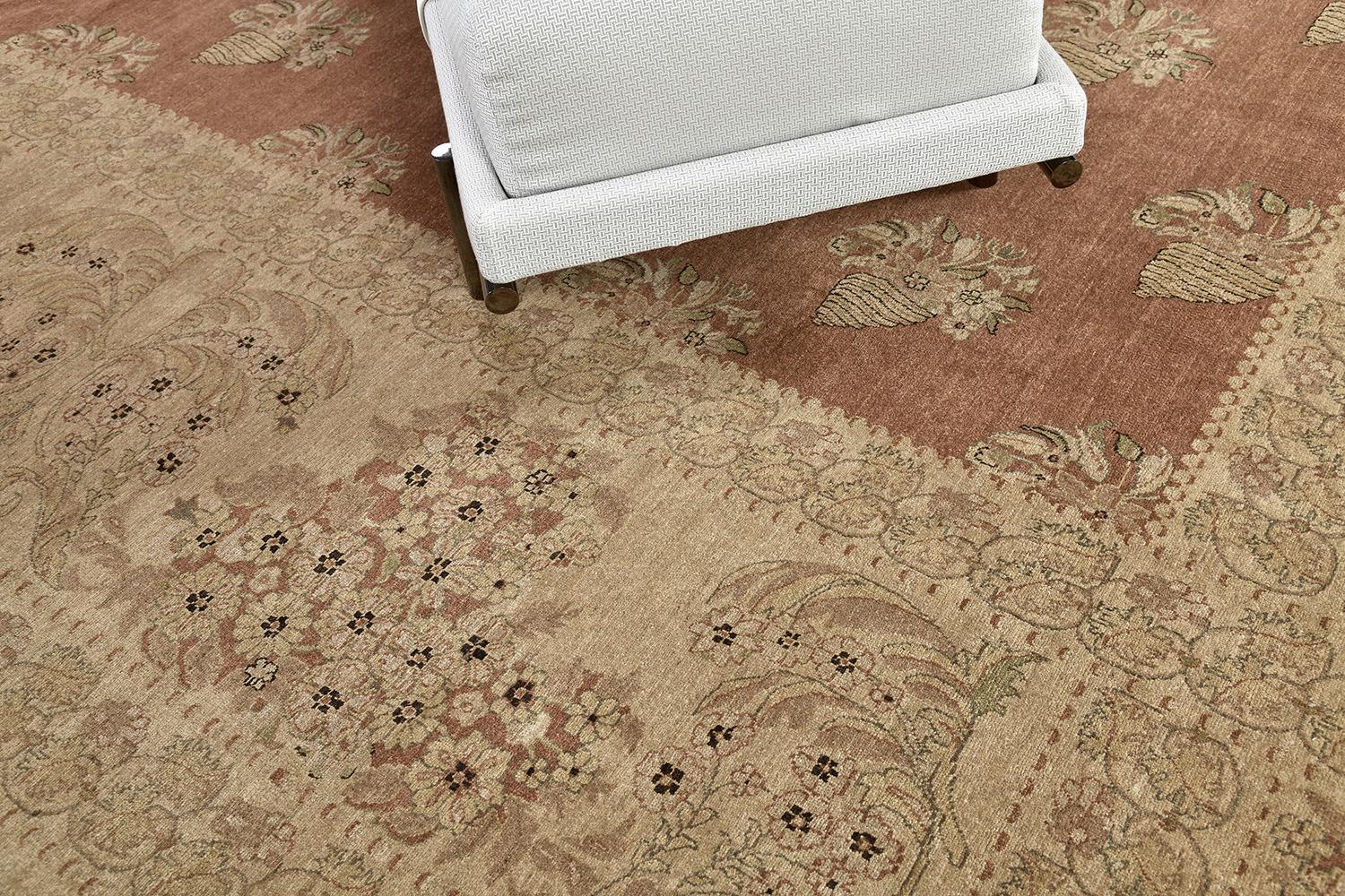 Natürlicher Teppich im Bessarabischen Revival-Stil mit Naturfarbe (Pakistanisch) im Angebot