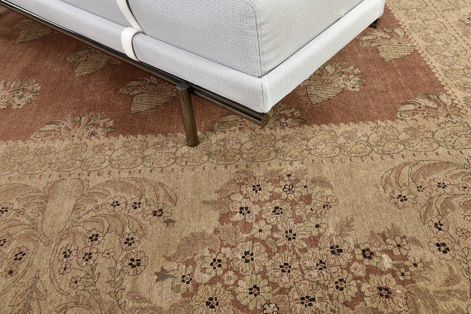 Natürlicher Teppich im Bessarabischen Revival-Stil mit Naturfarbe (Handgeknüpft) im Angebot