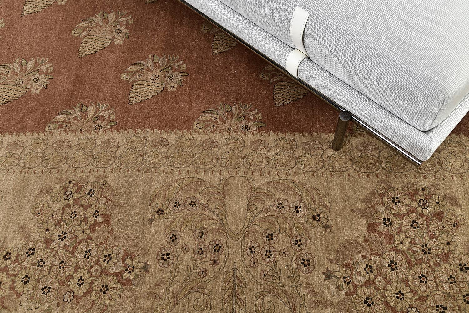 Natürlicher Teppich im Bessarabischen Revival-Stil mit Naturfarbe (Wolle) im Angebot